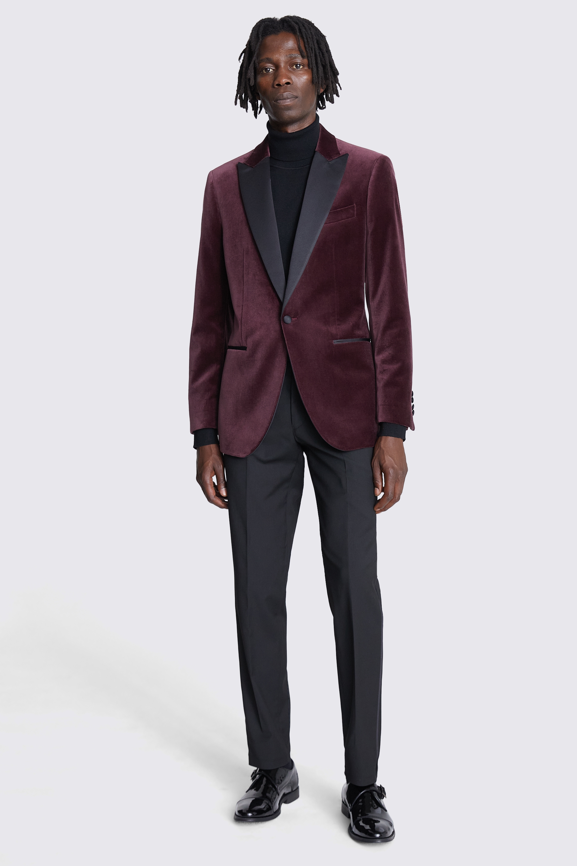 Tailored Fit Plum Velvet Jacket | Buy Online at Moss