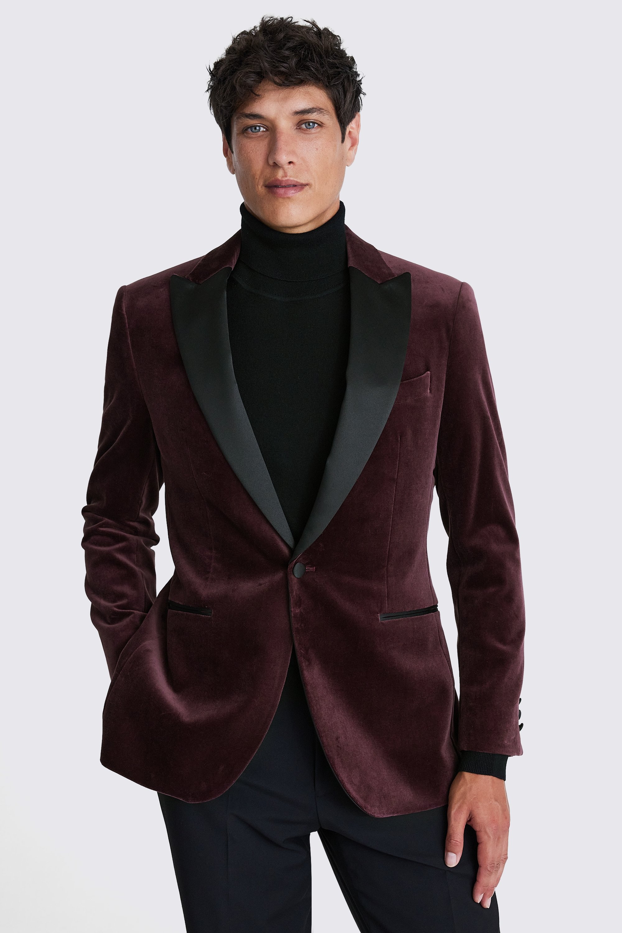 Tailored Fit Plum Velvet Jacket