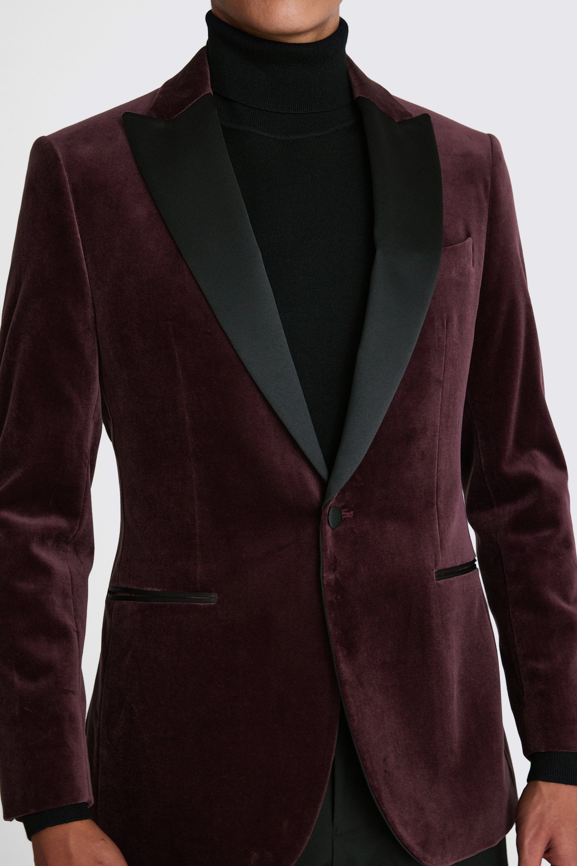 Tailored Fit Plum Velvet Jacket
