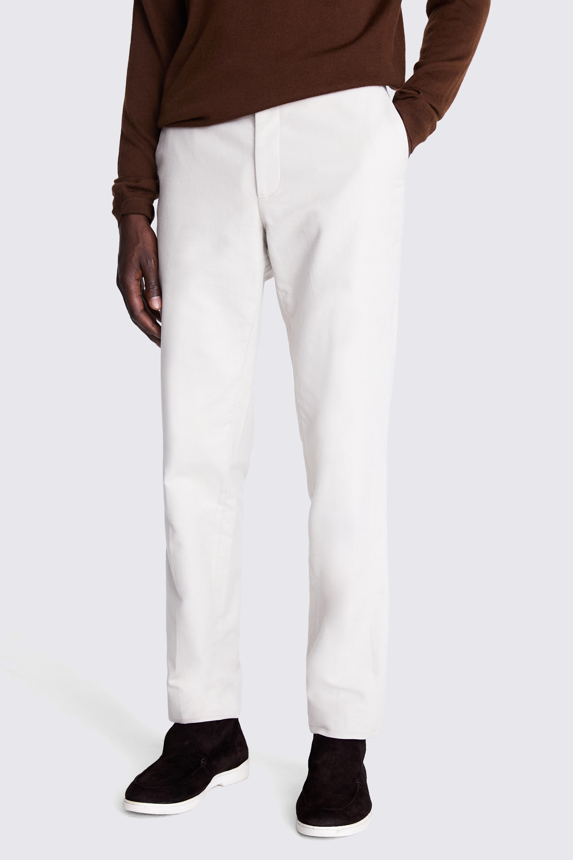 Tailored Fit Winter White Moleskin Trousers | Buy Online at Moss