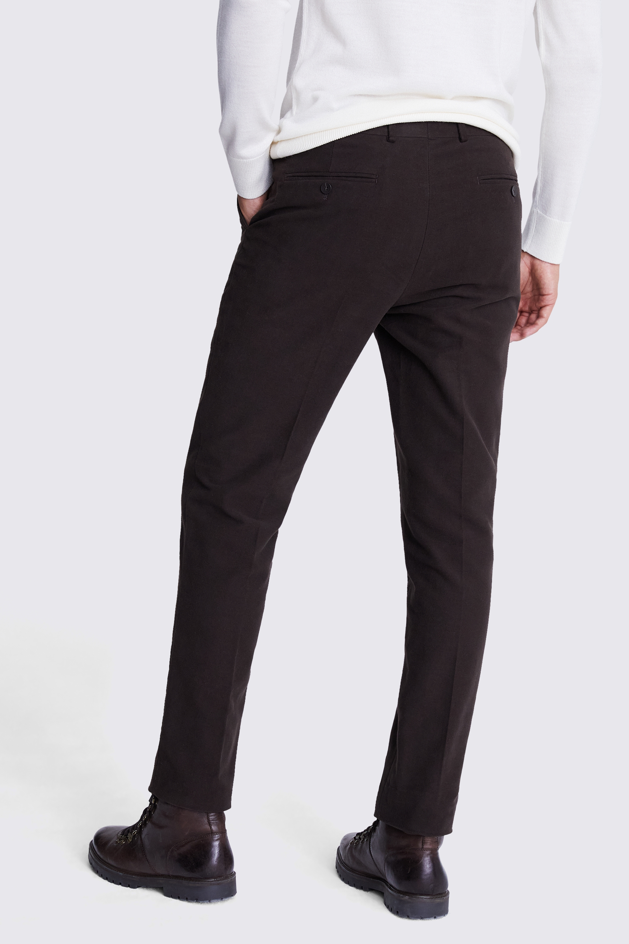 Tailored Fit Brown Moleskin Trousers | Buy Online at Moss