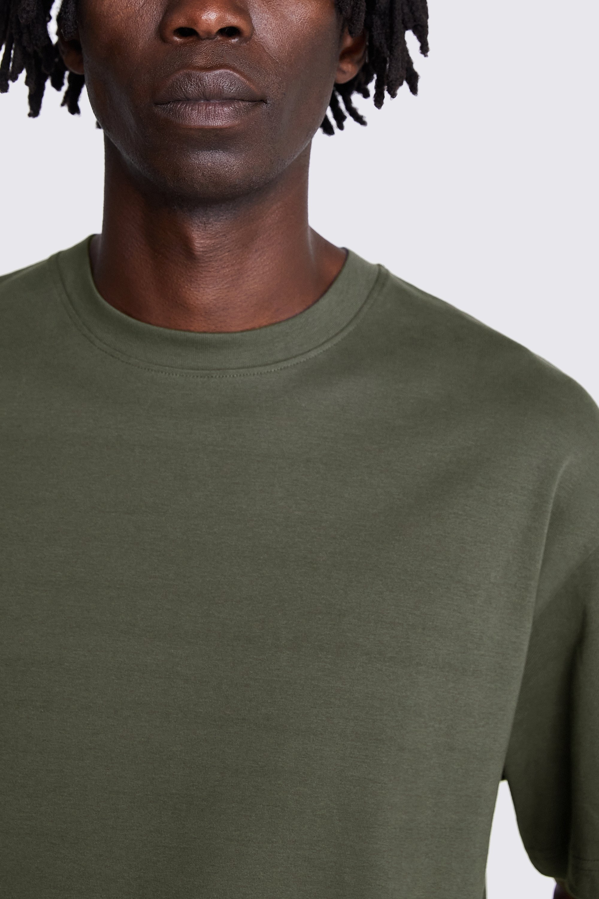 Khaki Heavy Weight Crew-Neck T-Shirt | Buy Online at Moss