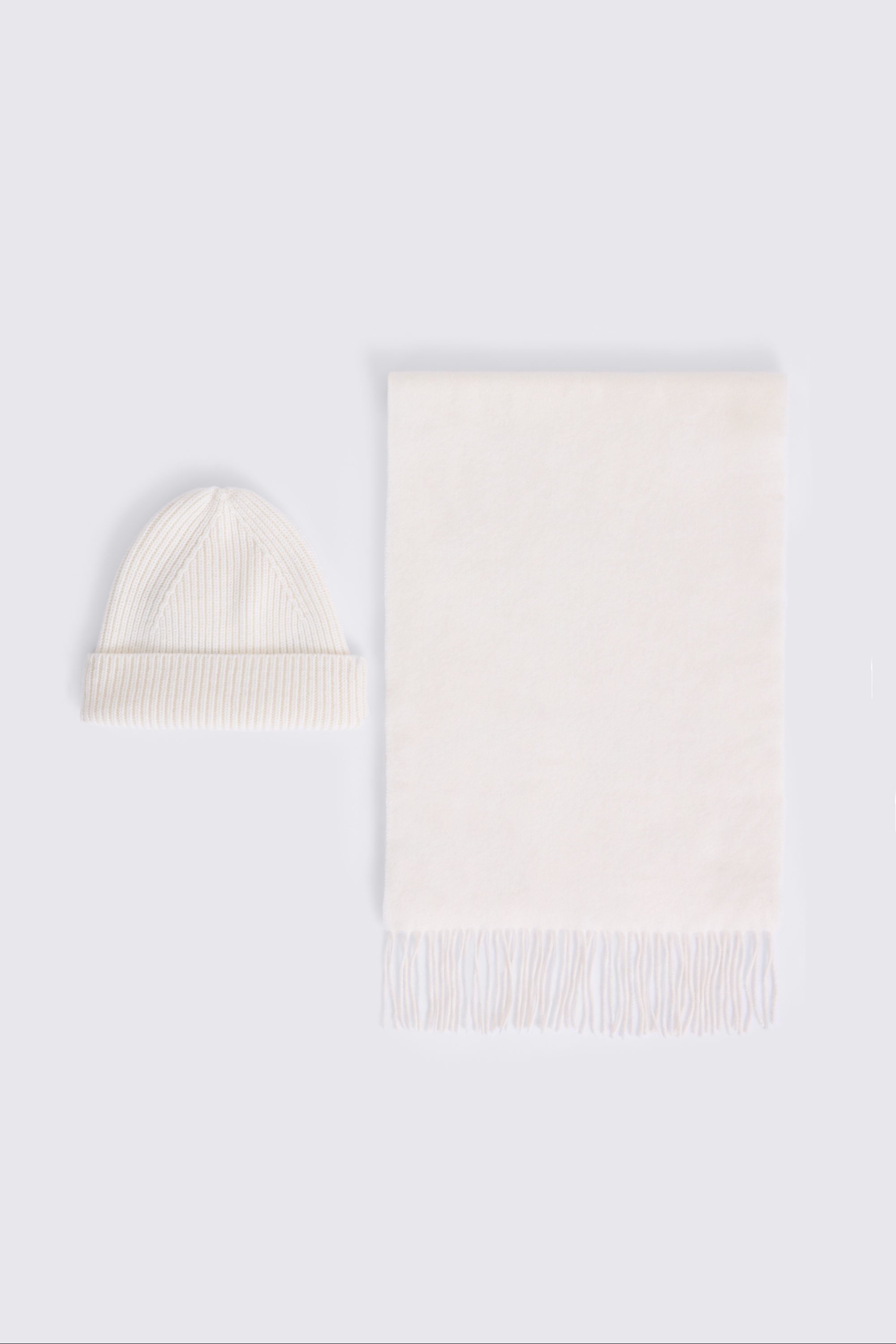 Winter White Cashmere Blend Ribbed Beanie