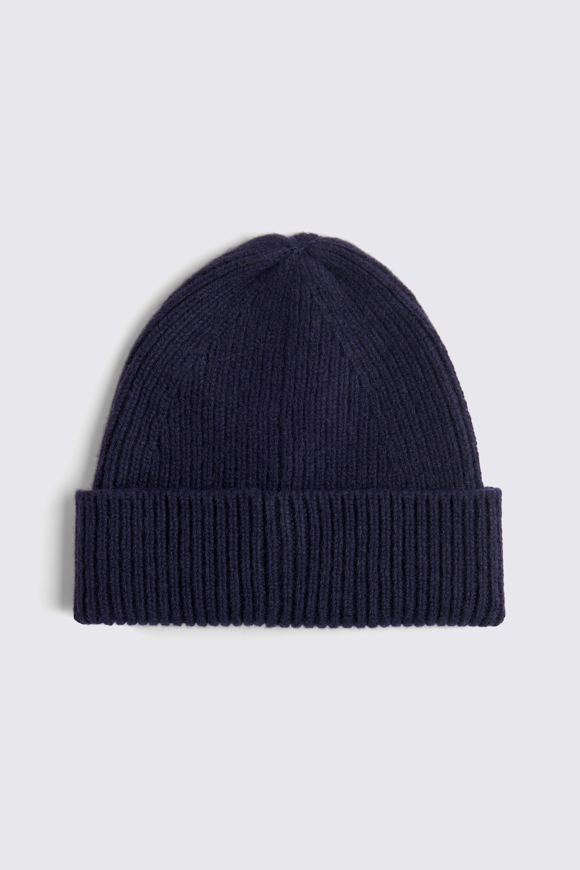 Navy Cashmere Blend Ribbed Beanie
