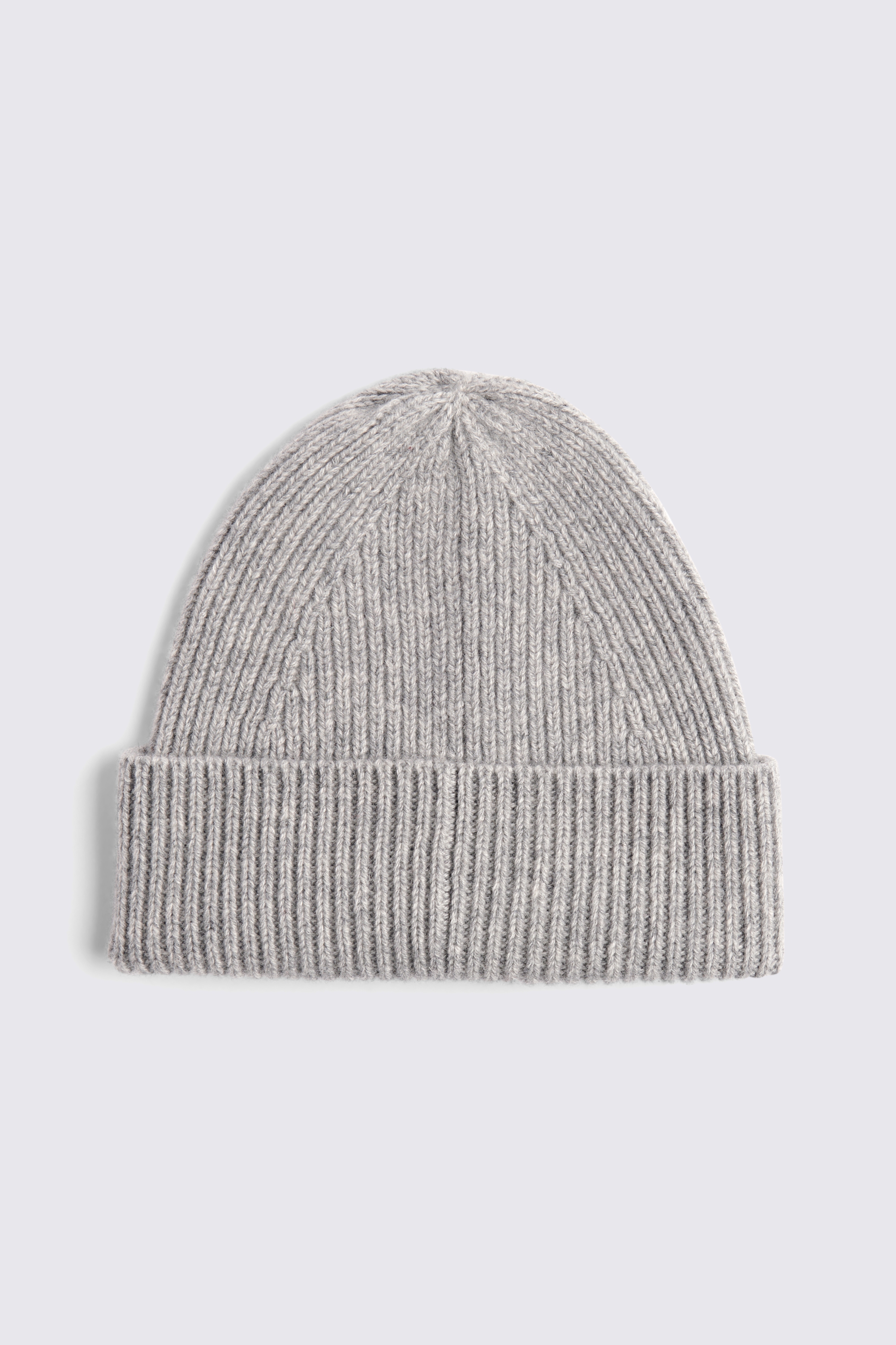 Light Grey Cashmere Blend Ribbed Beanie