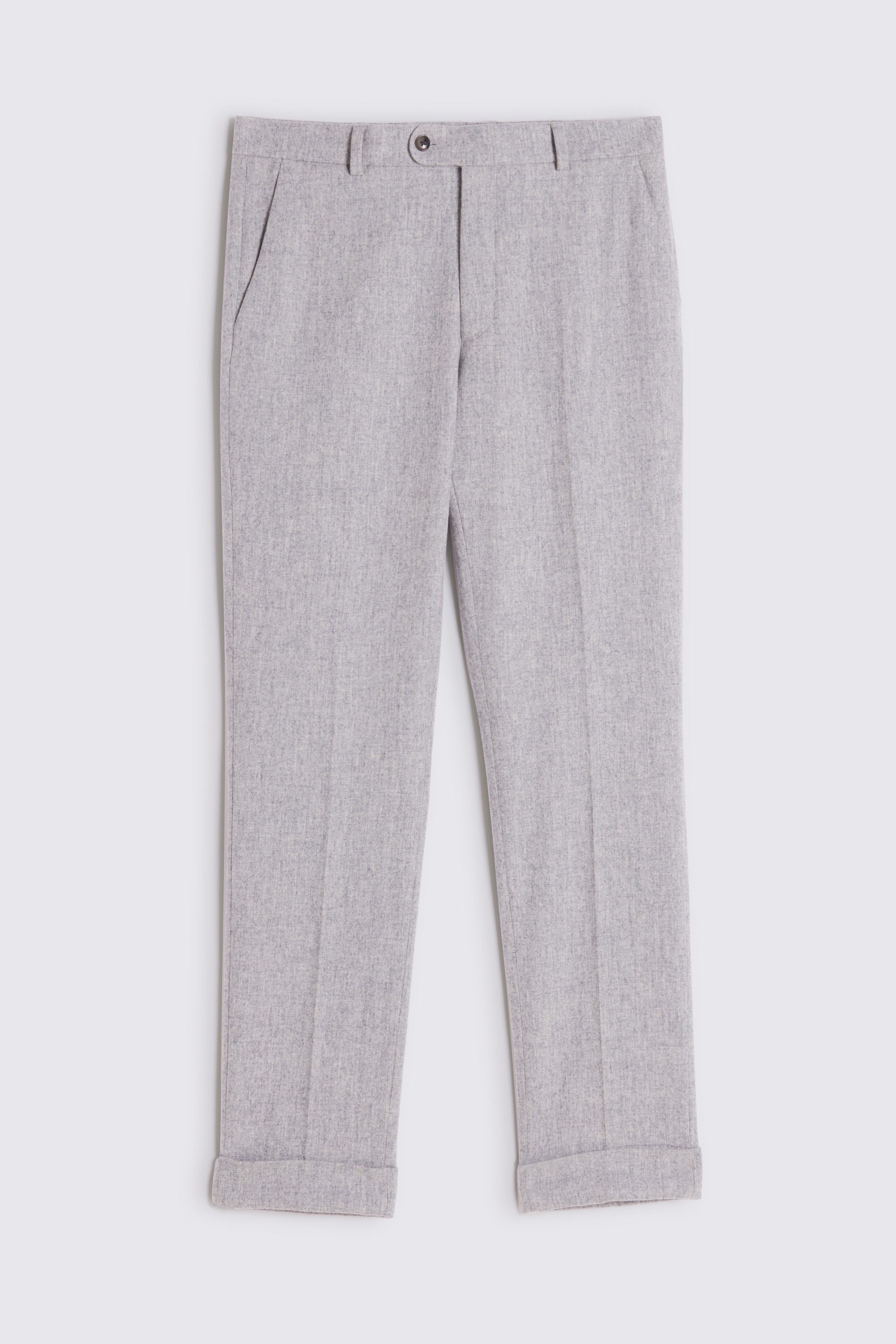 Tailored Fit Light Grey Flannel Trousers
