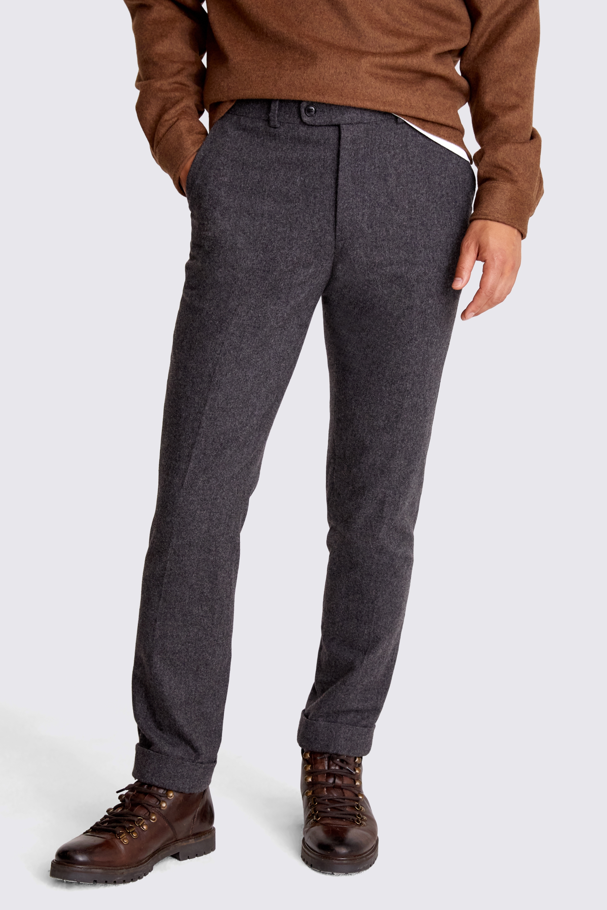 Tailored Fit Charcoal Flannel Trousers | Buy Online at Moss
