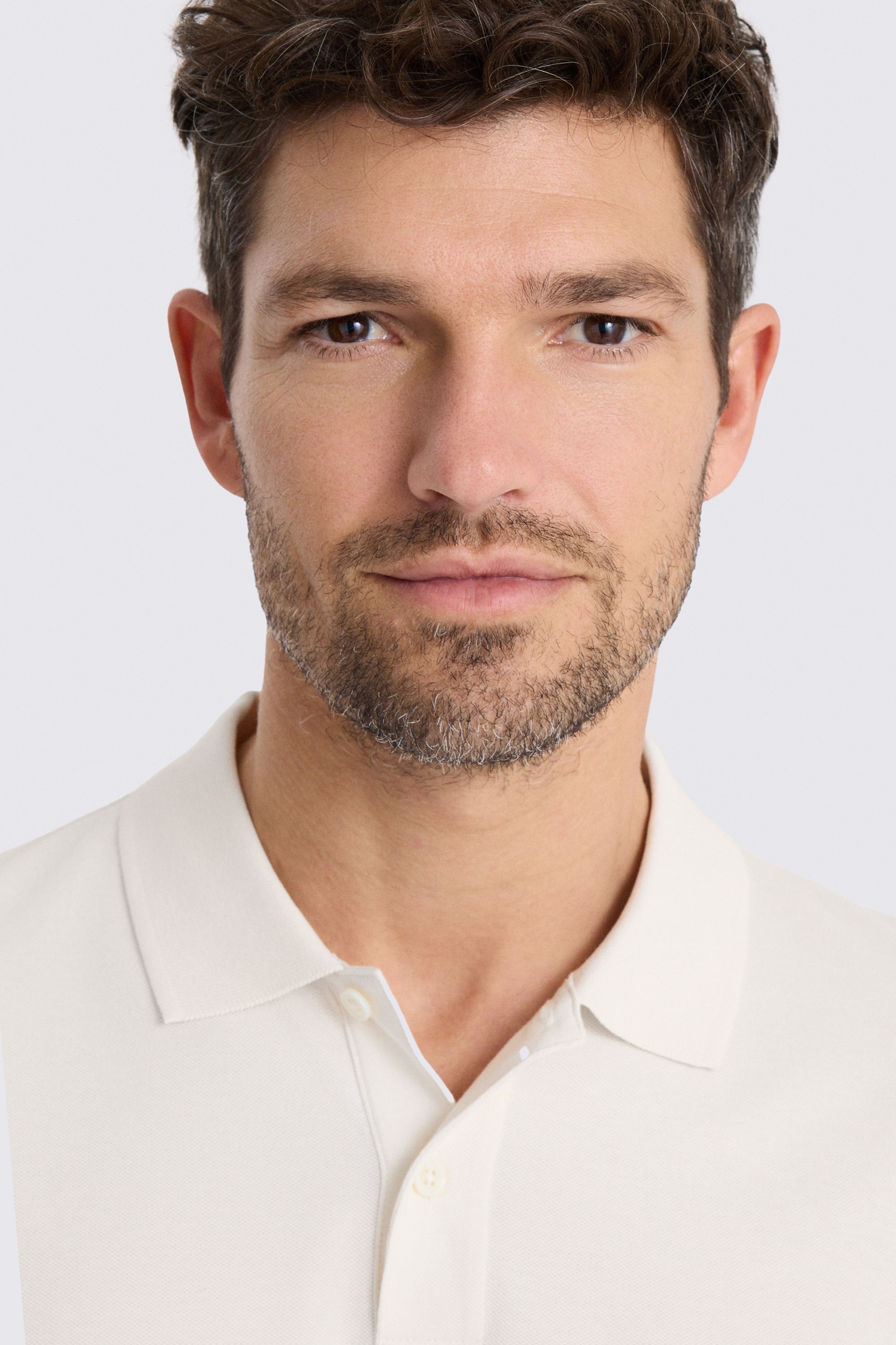 Off White Pique Polo Shirt