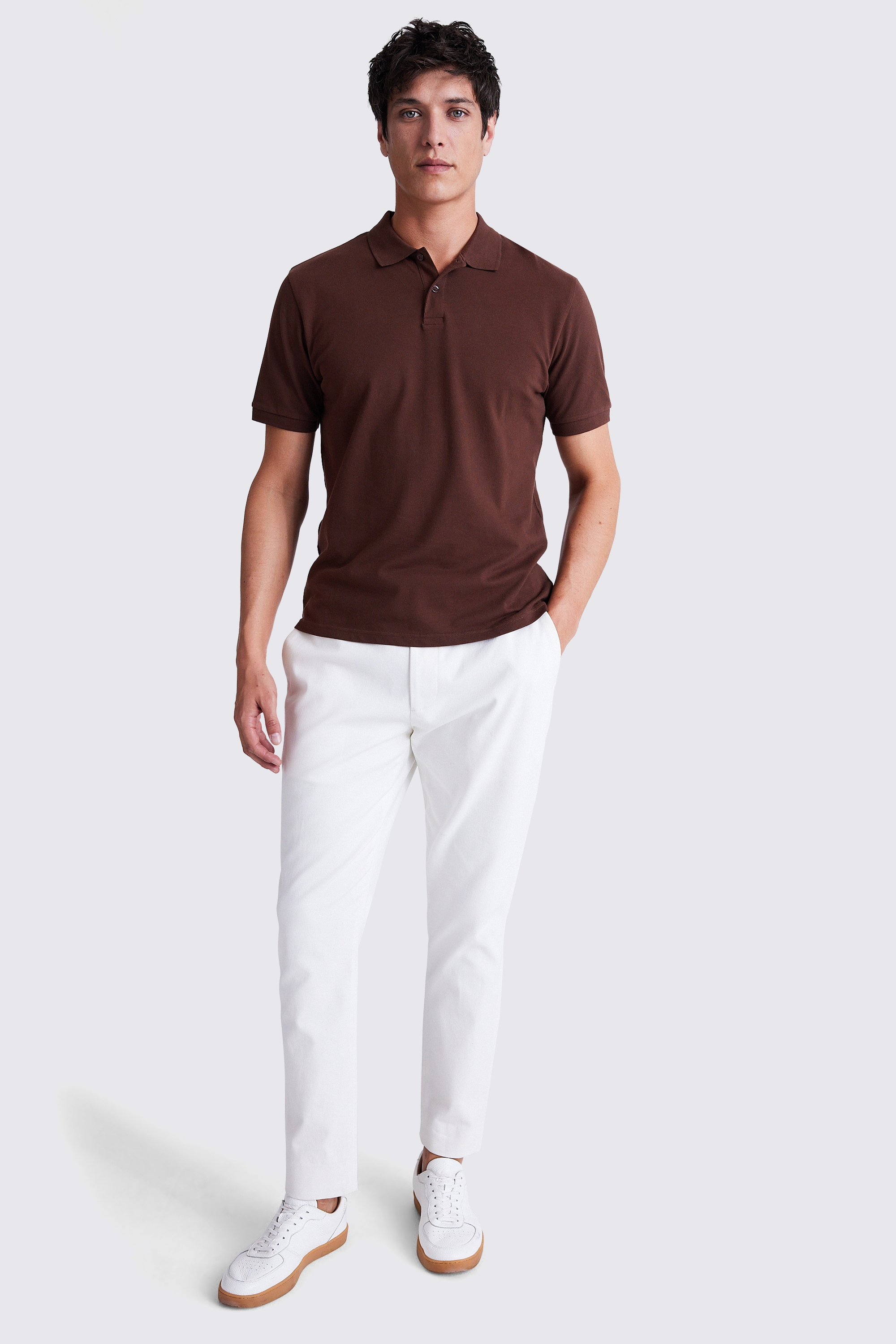 Brown Pique Polo Shirt