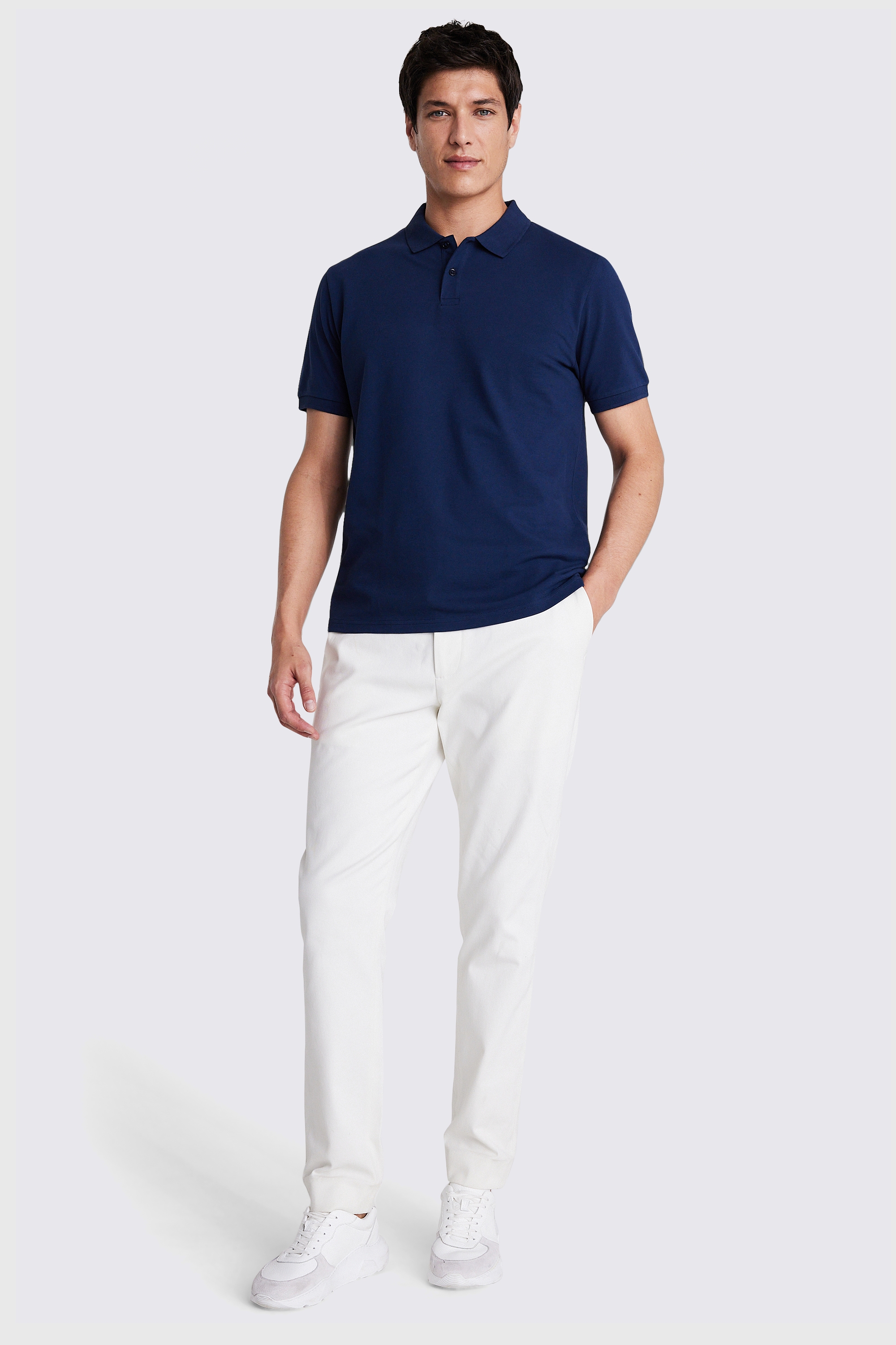 Dark Blue Pique Polo Shirt