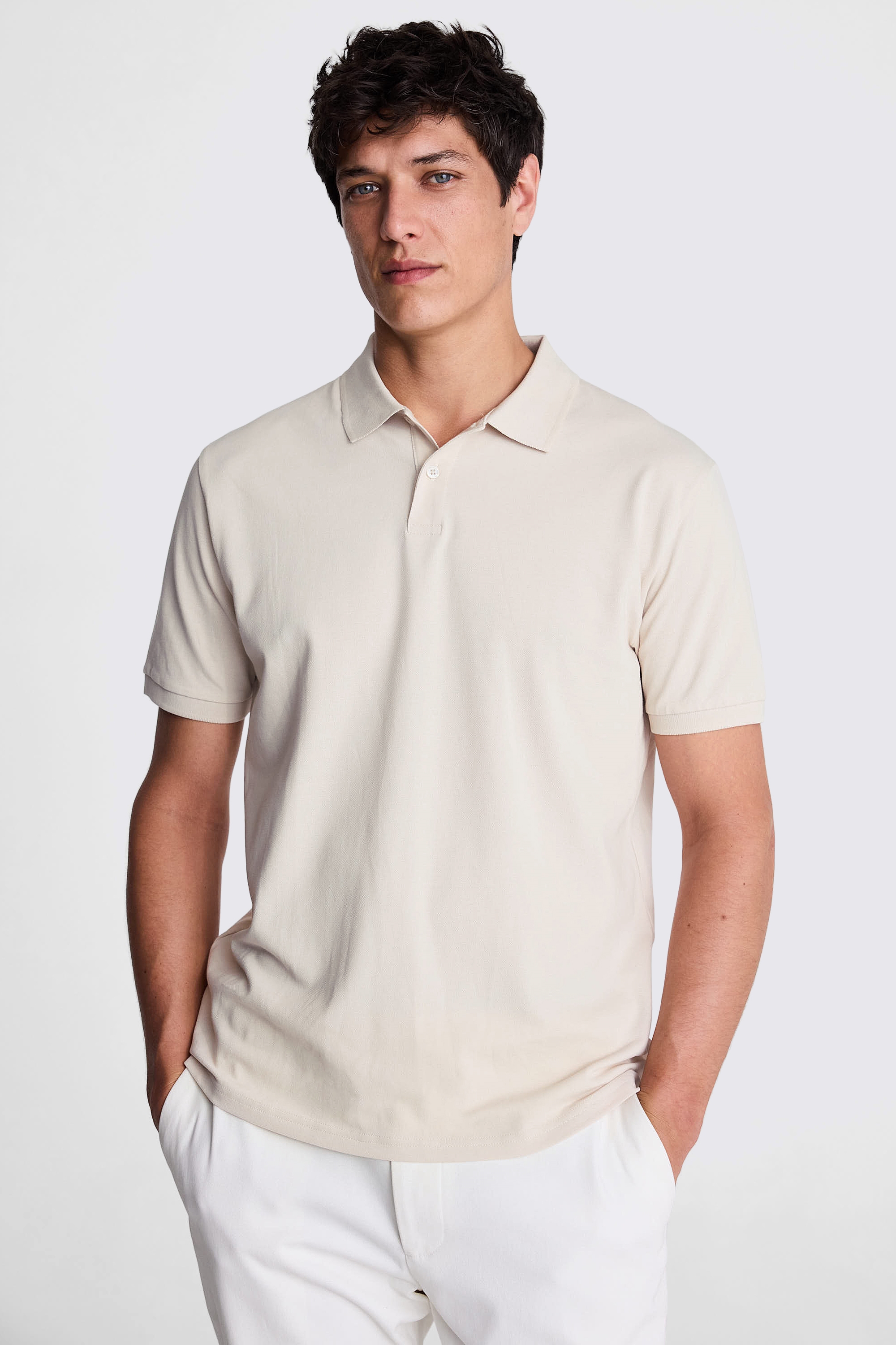 Ecru Pique Polo Shirt
