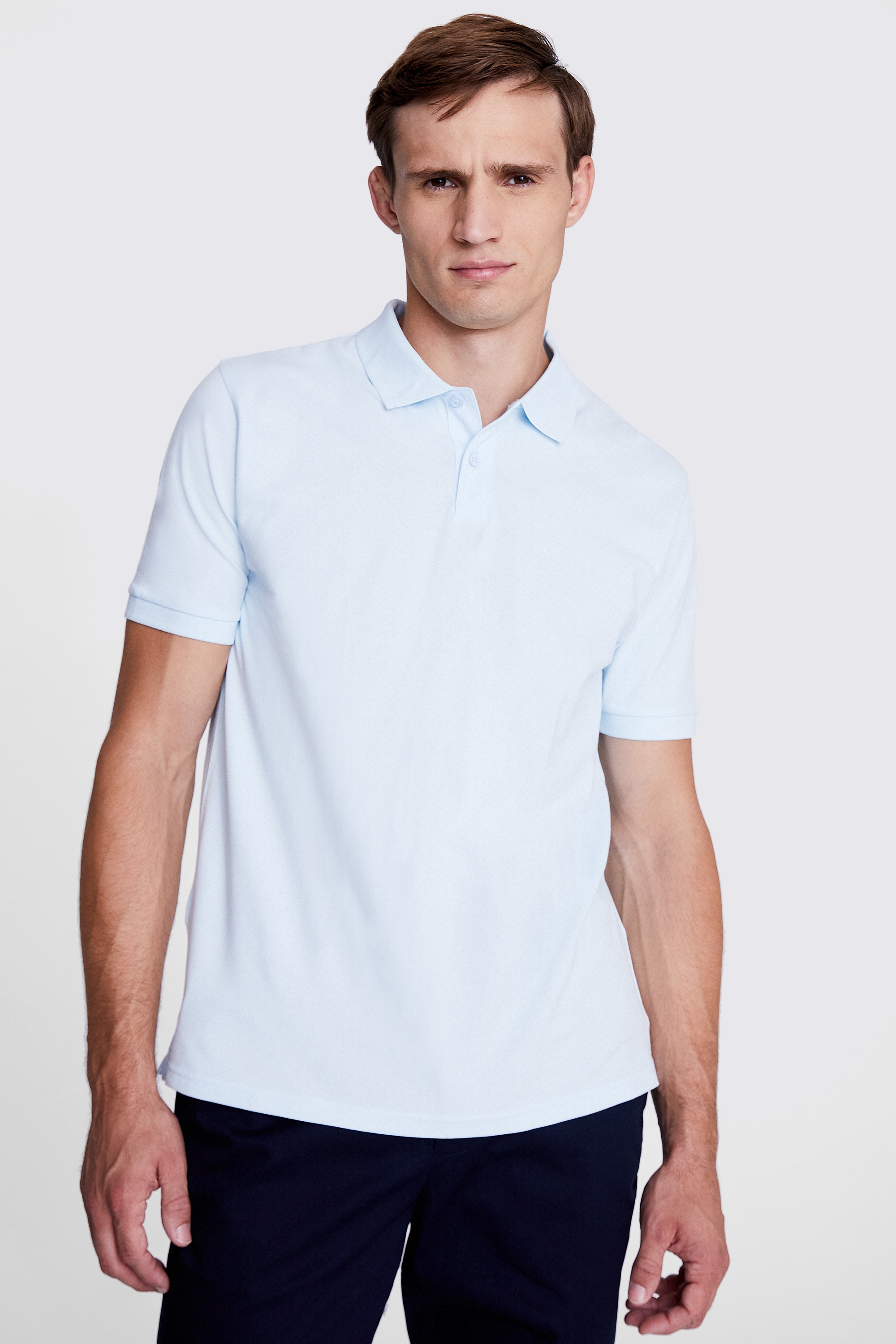 Light Blue Pique Polo Shirt | Buy Online at Moss