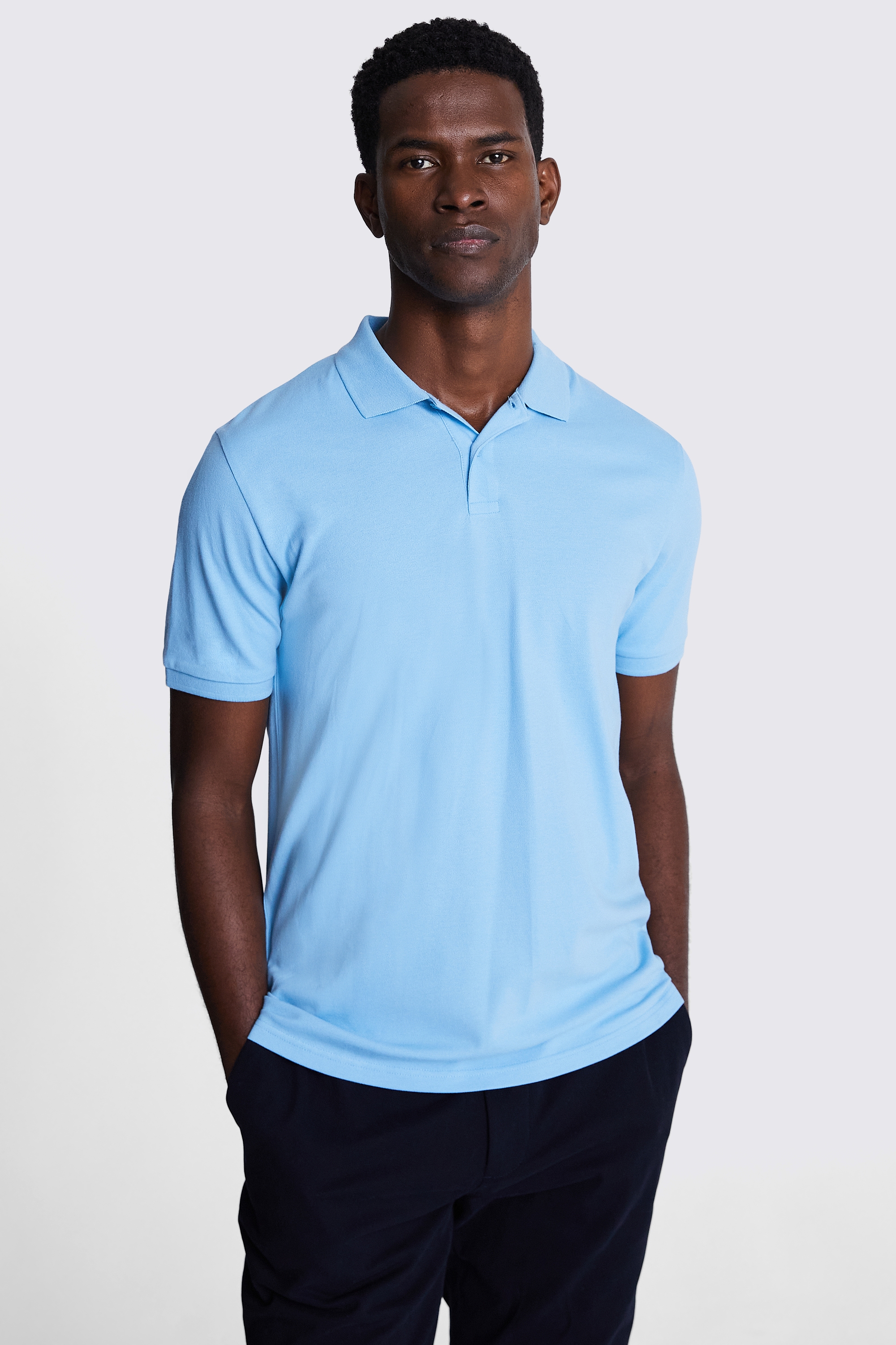 Blue Pique Polo Shirt