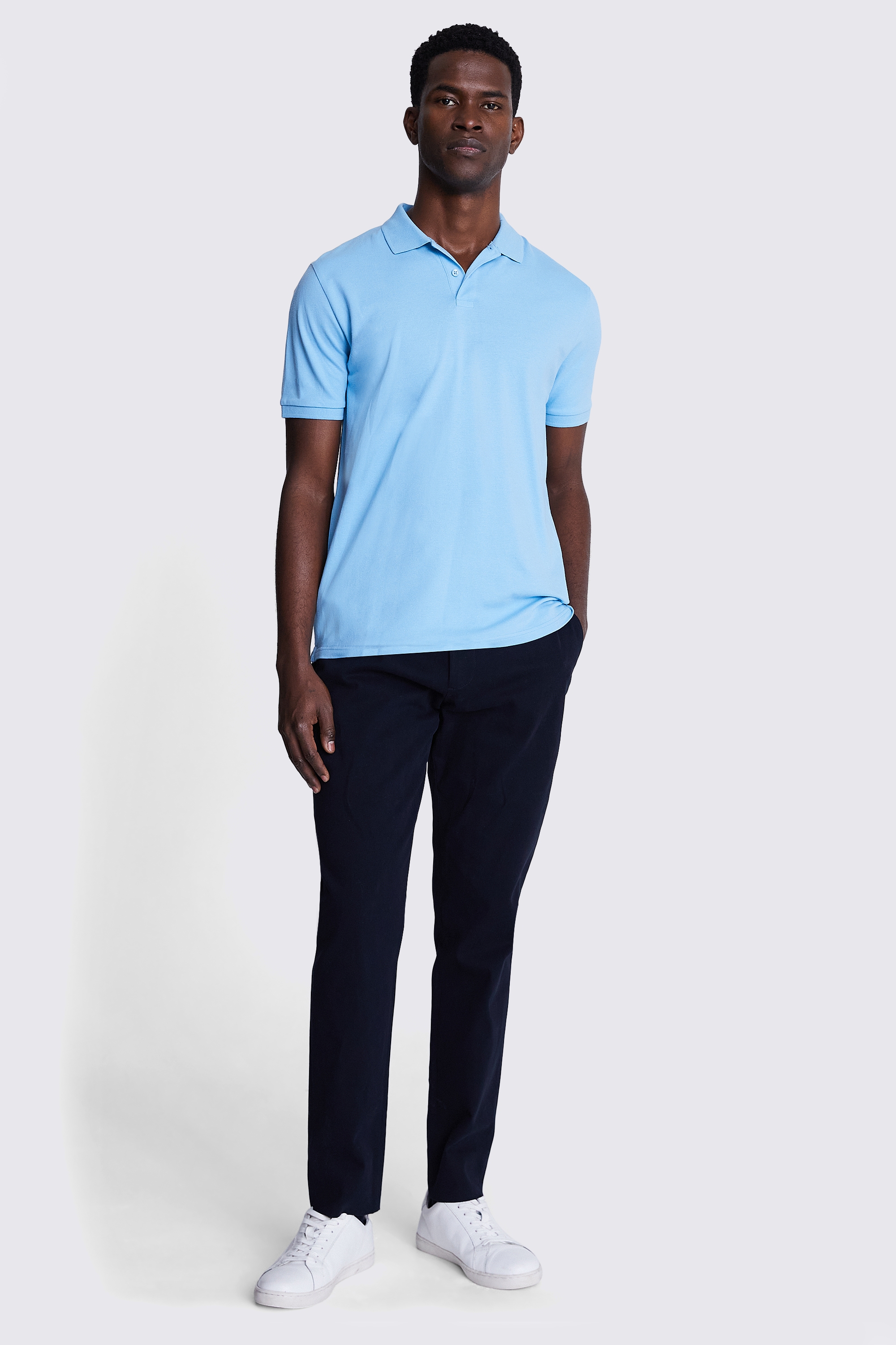 Blue Pique Polo Shirt | Buy Online at Moss