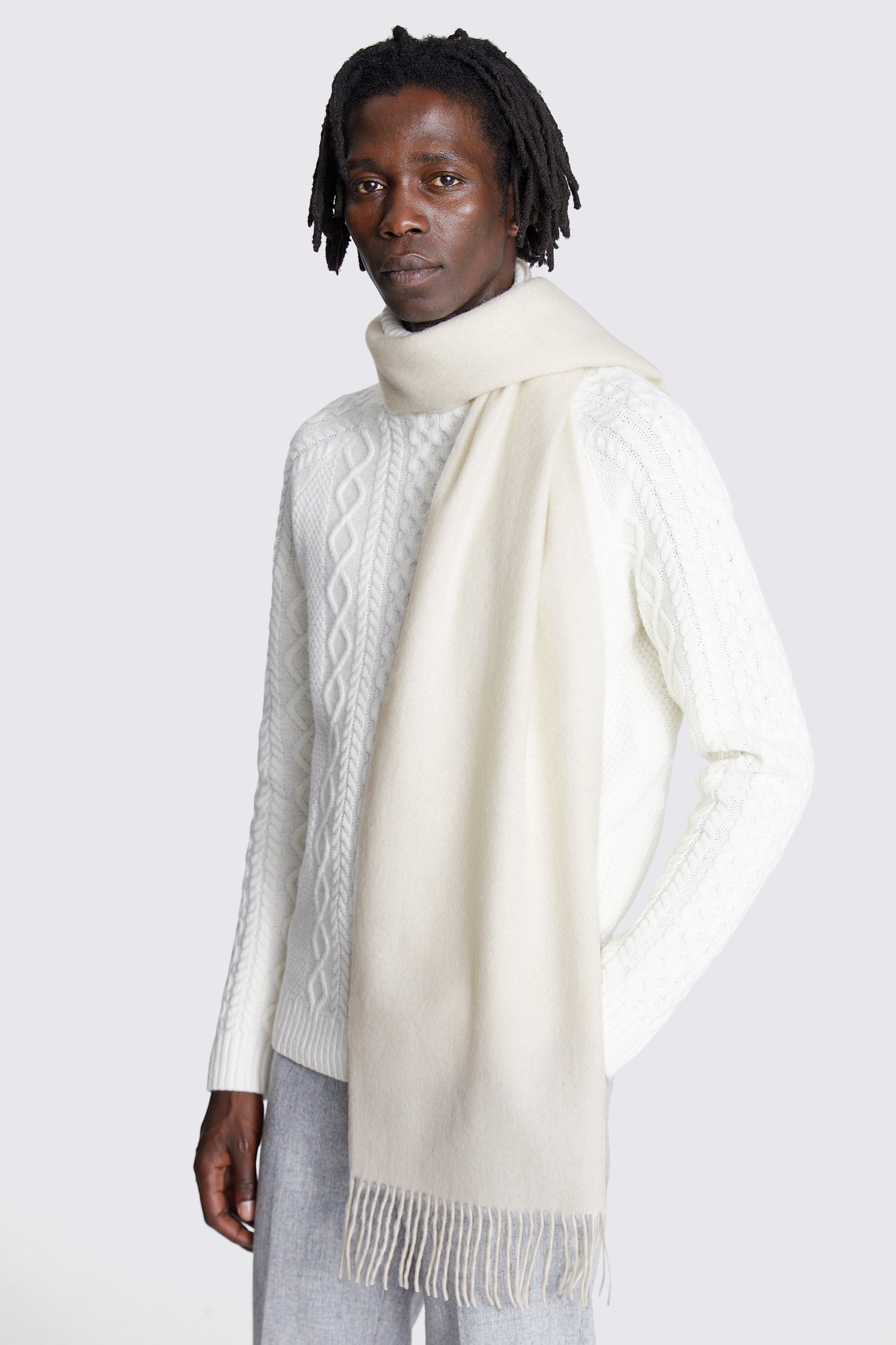 Winter White Cashmere Blend Scarf
