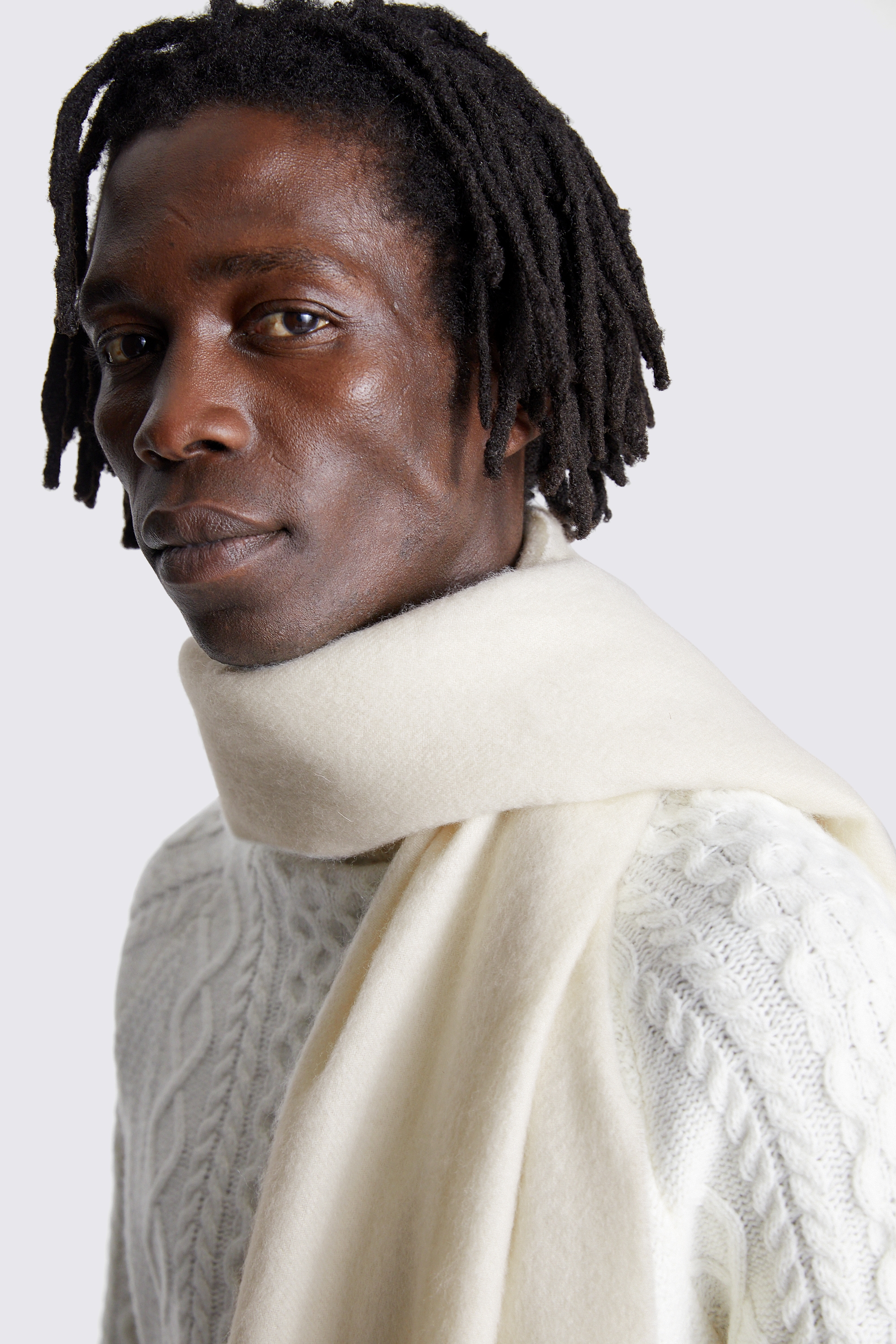 Winter White Cashmere Blend Scarf