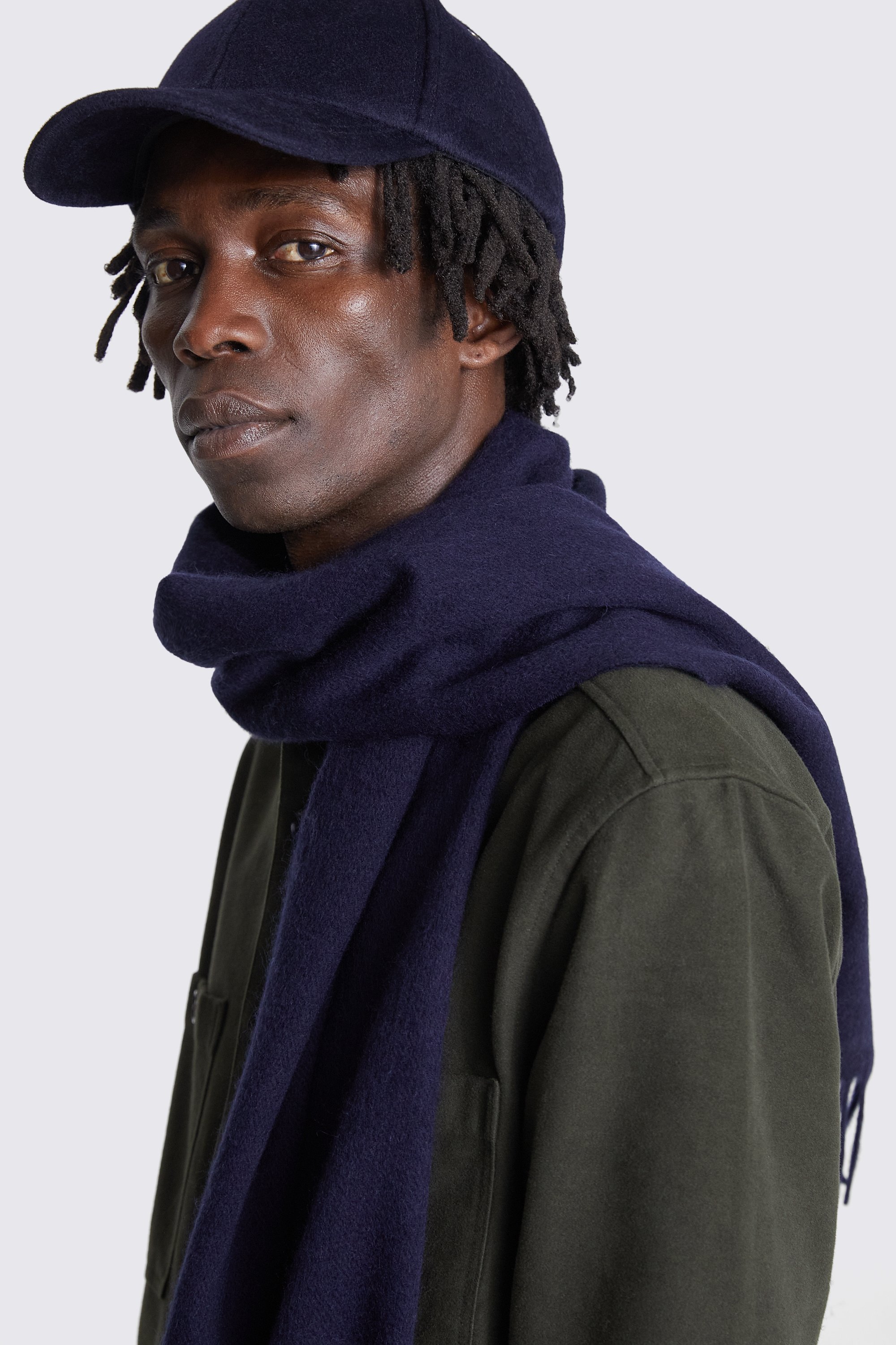 Navy Cashmere Blend Scarf