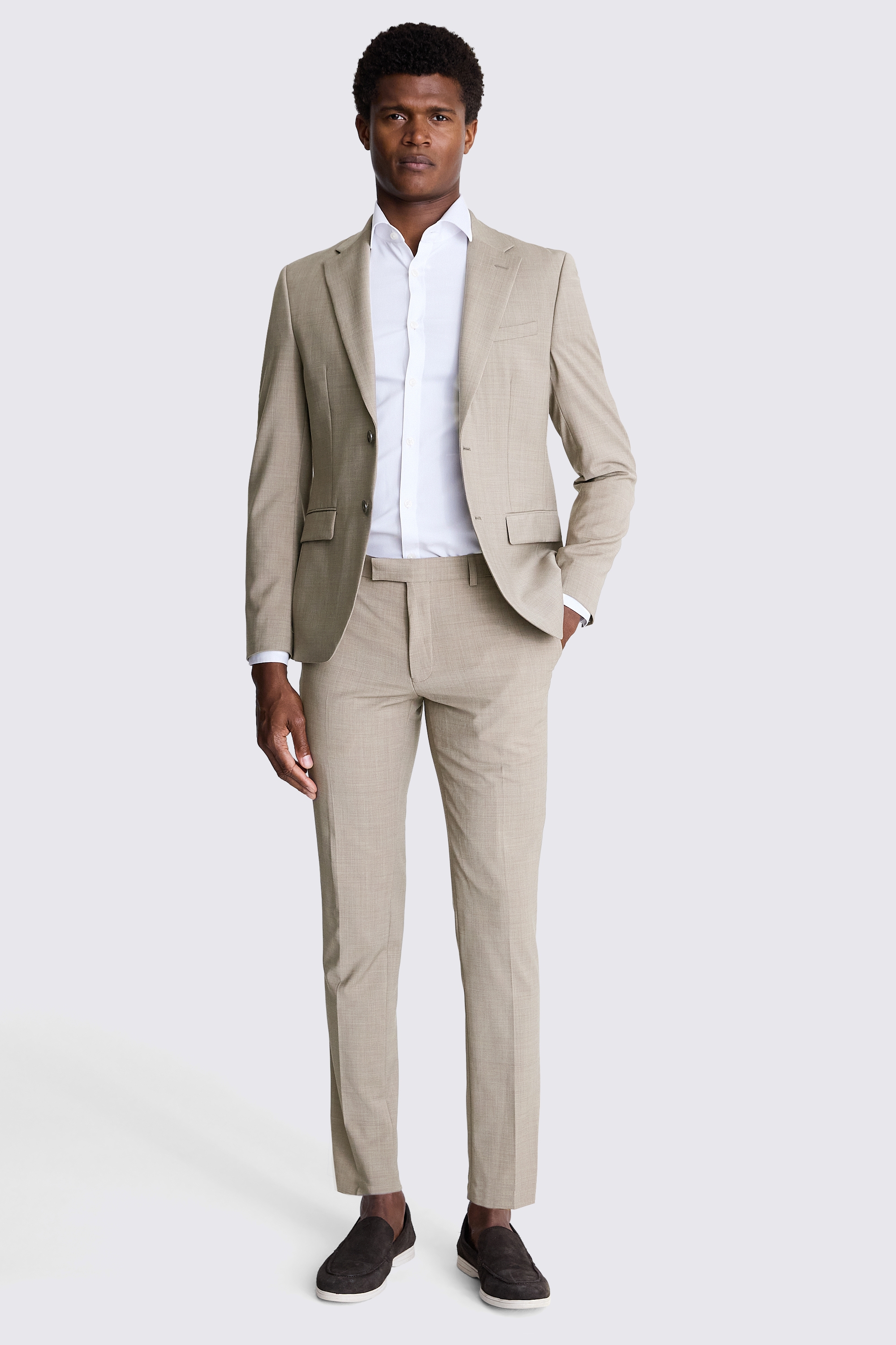 Mens slim fit tan on sale suit