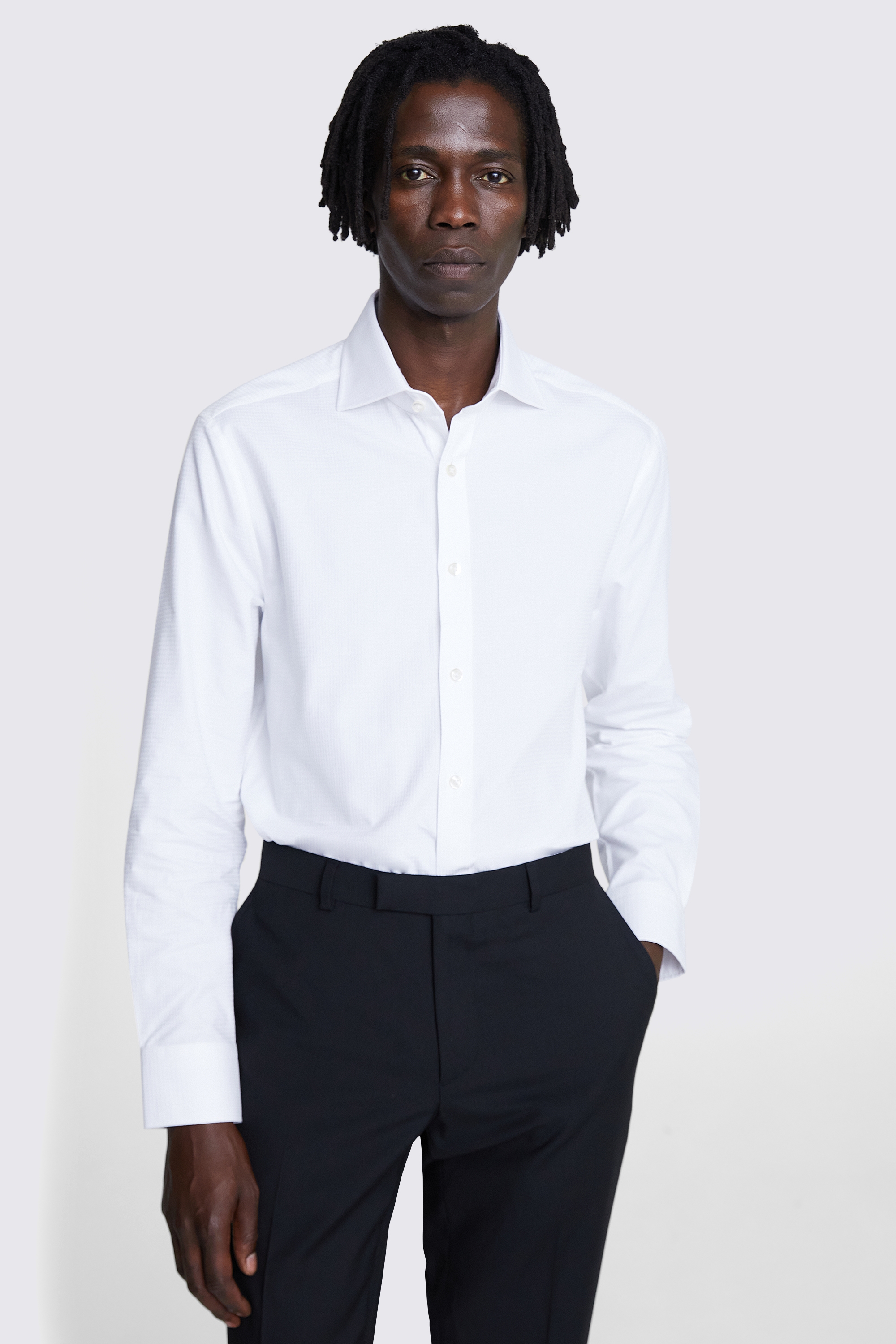 Tailored Fit White Diamond Dobby Shirt | Buy Online at Moss
