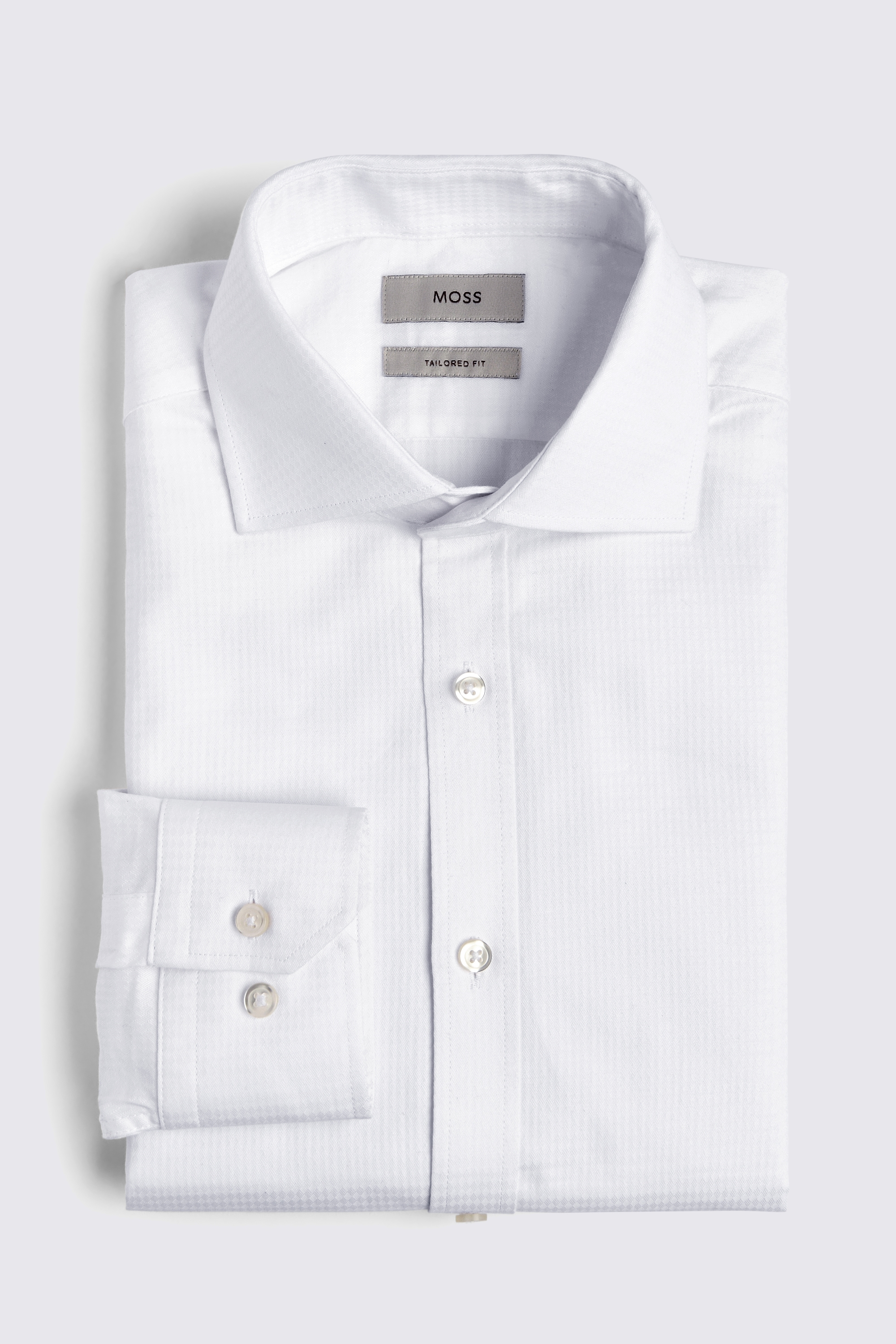 Tailored Fit White Diamond Dobby Shirt | Buy Online at Moss