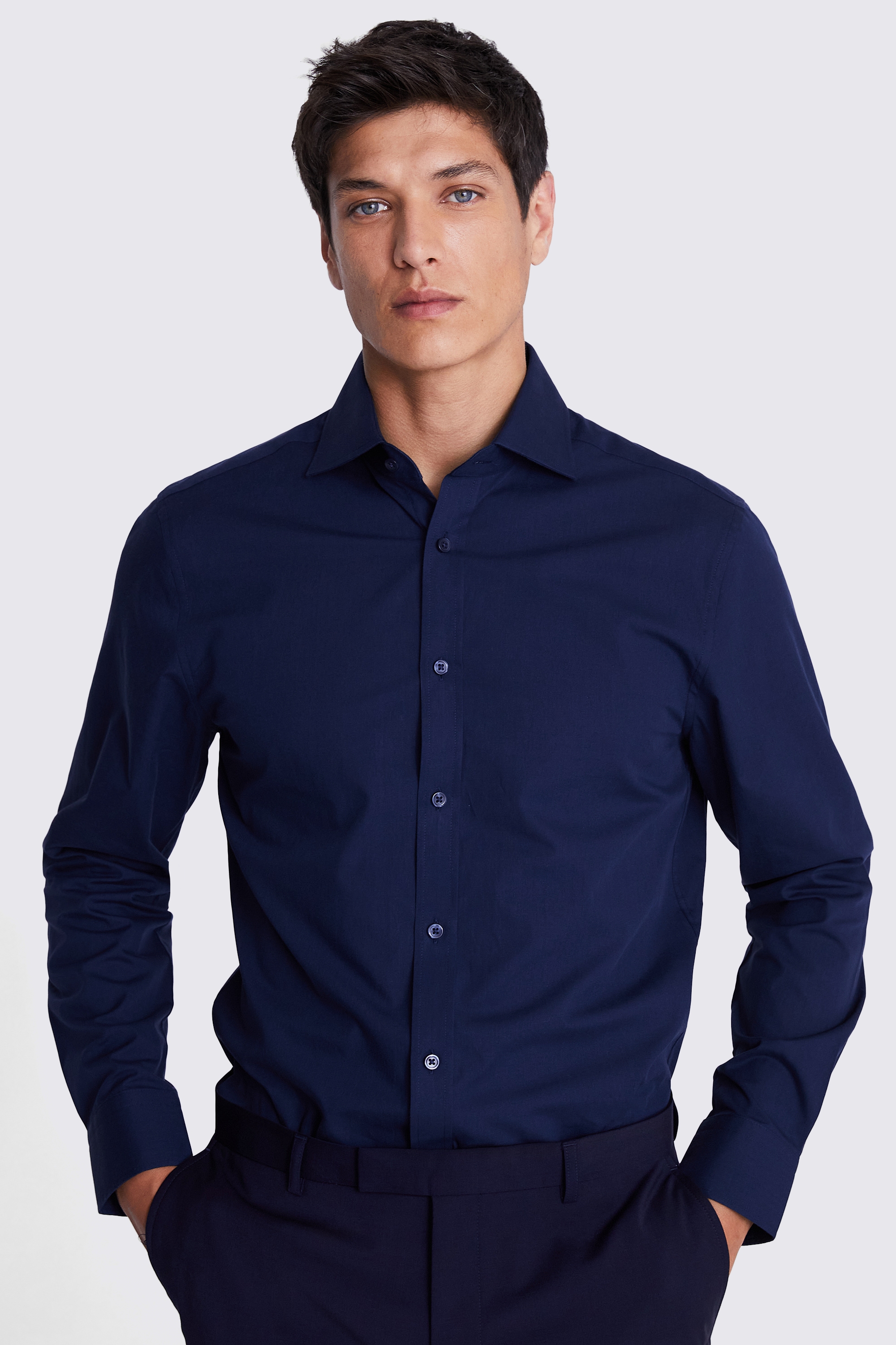 Tailored Fit Navy Poplin Shirt | Buy Online at Moss