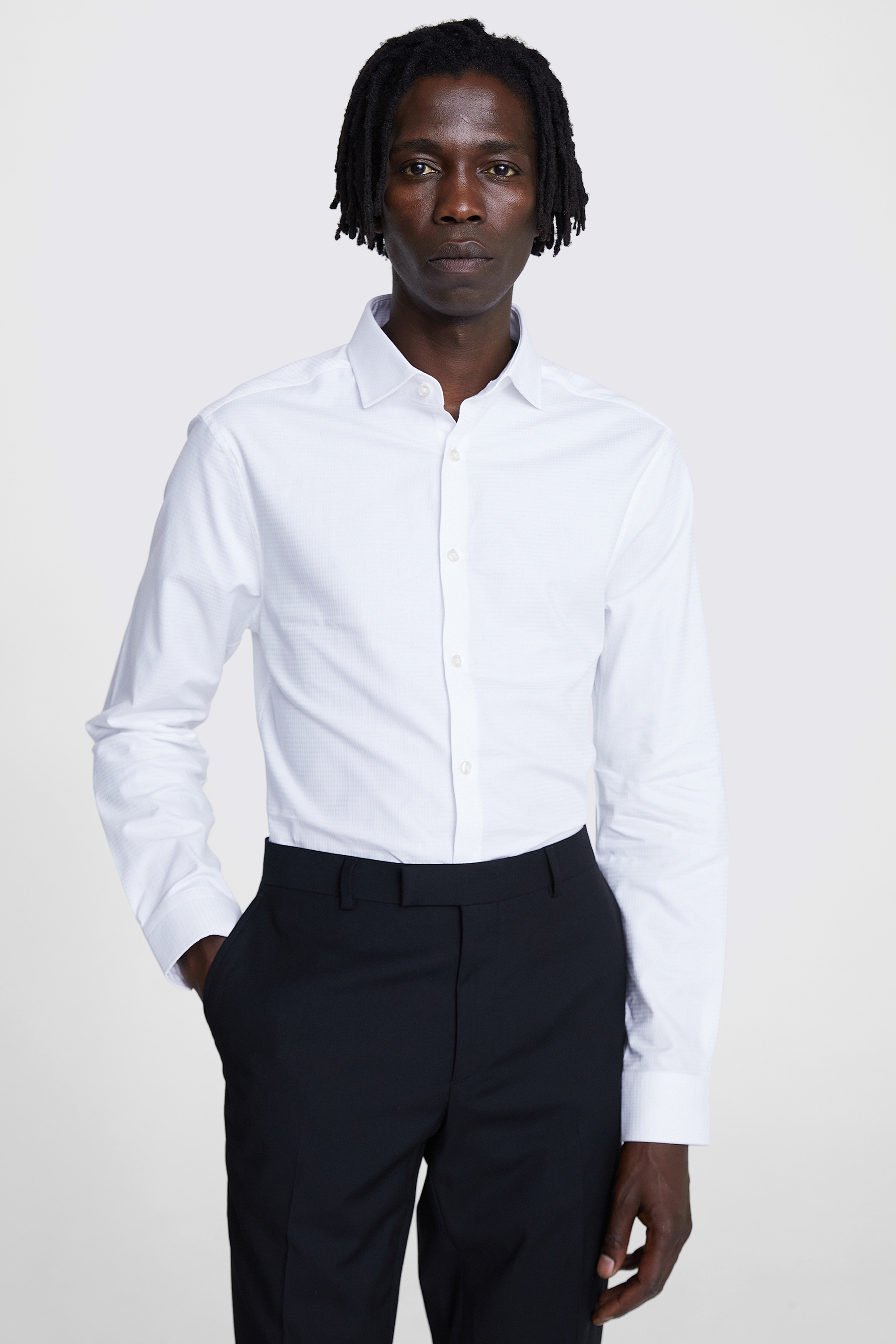 Slim Fit White Diamond Dobby Shirt | Buy Online at Moss