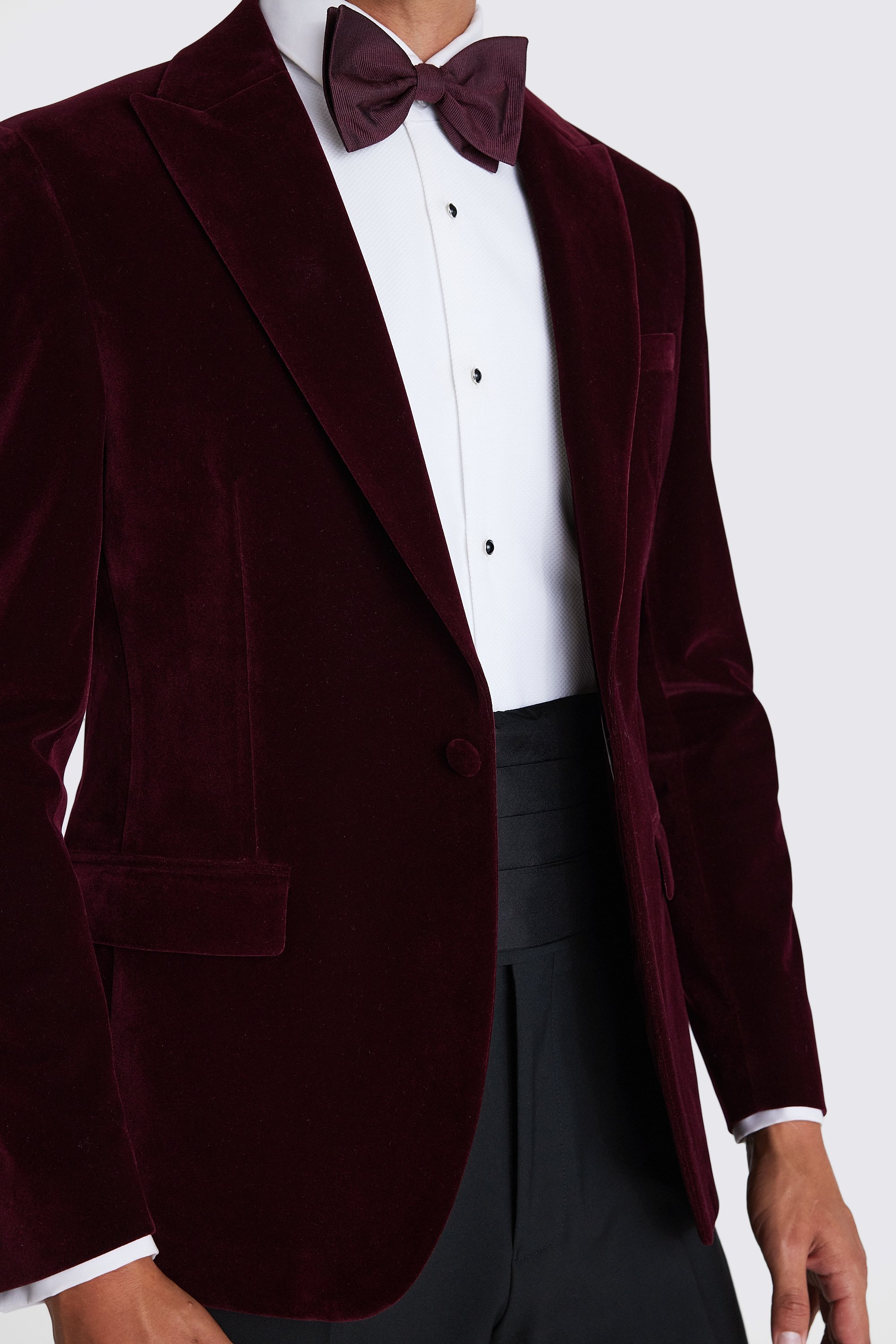 Slim Fit Burgundy Velvet Jacket