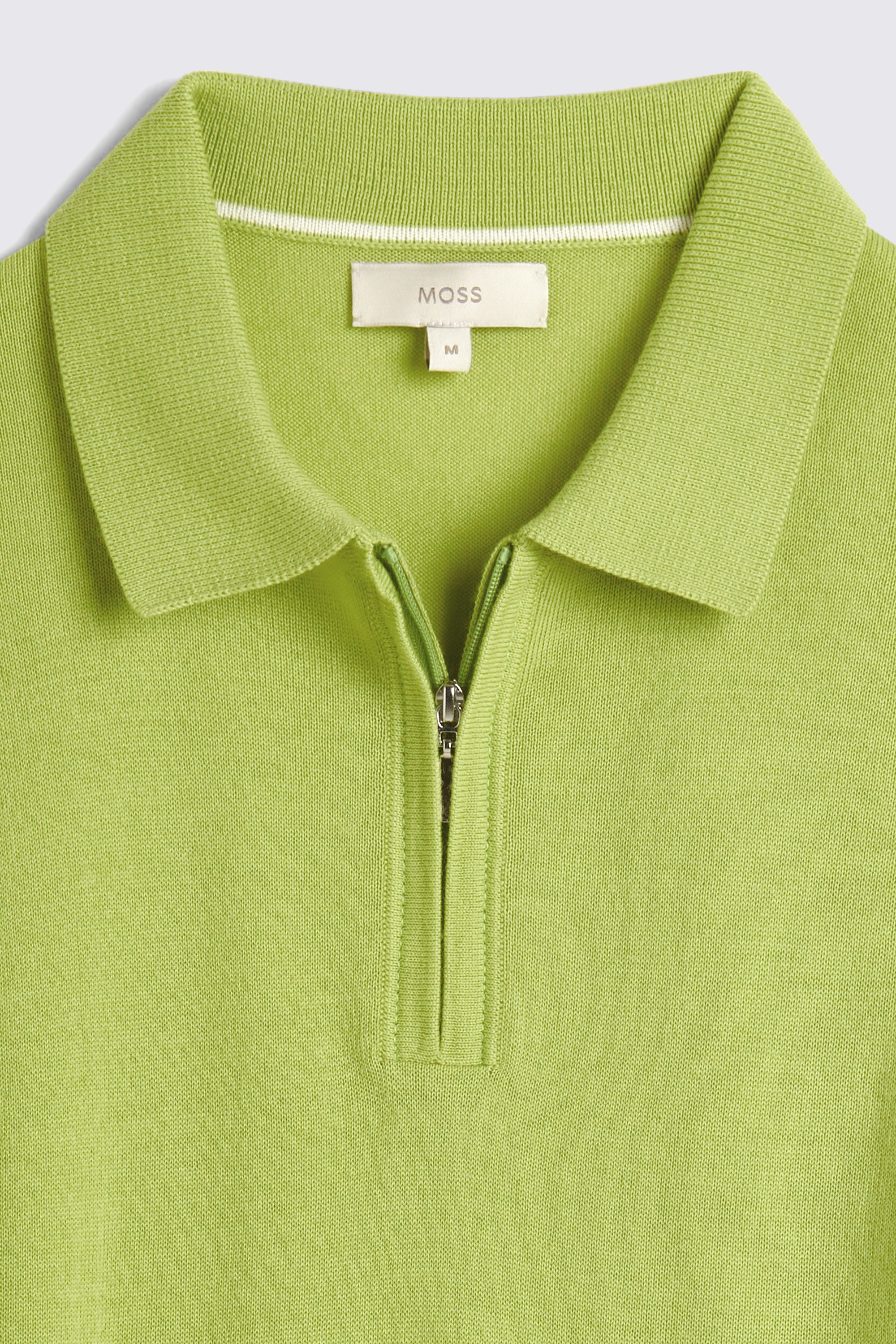 Lime Merino Quarter Zip Polo Shirt