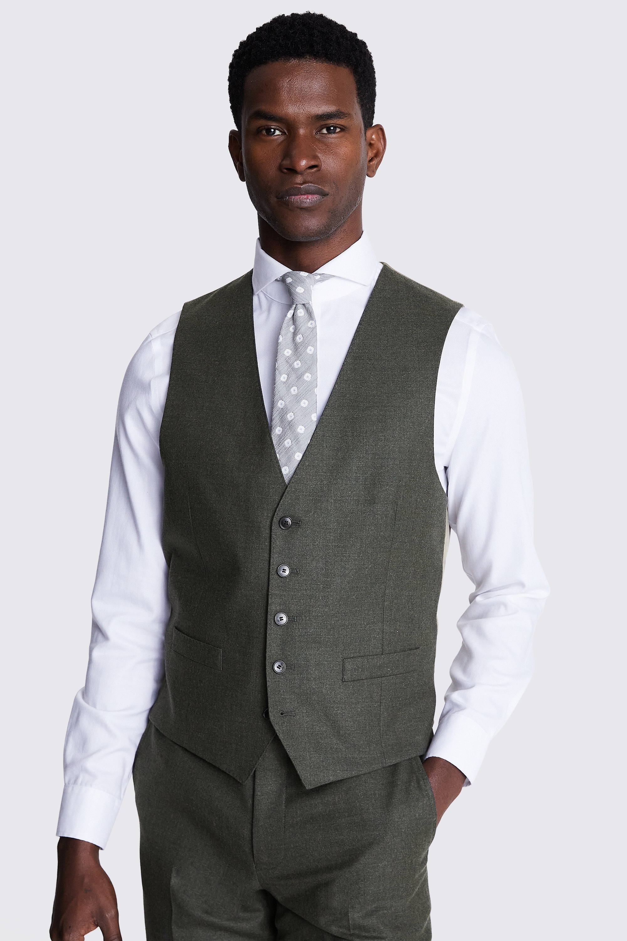 Tailored Fit Army Green Performance Waistcoat | Buy Online at Moss