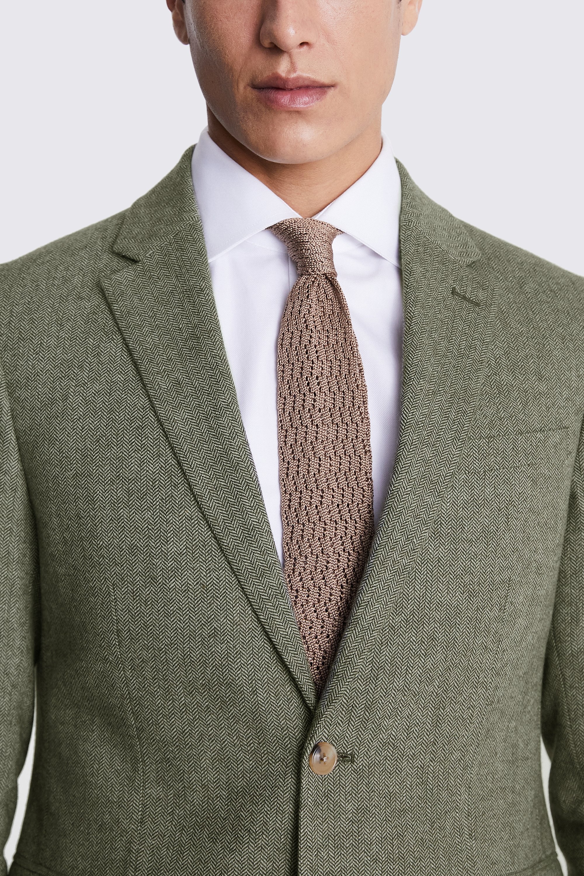 Custom Made sage herringbone tweed suit