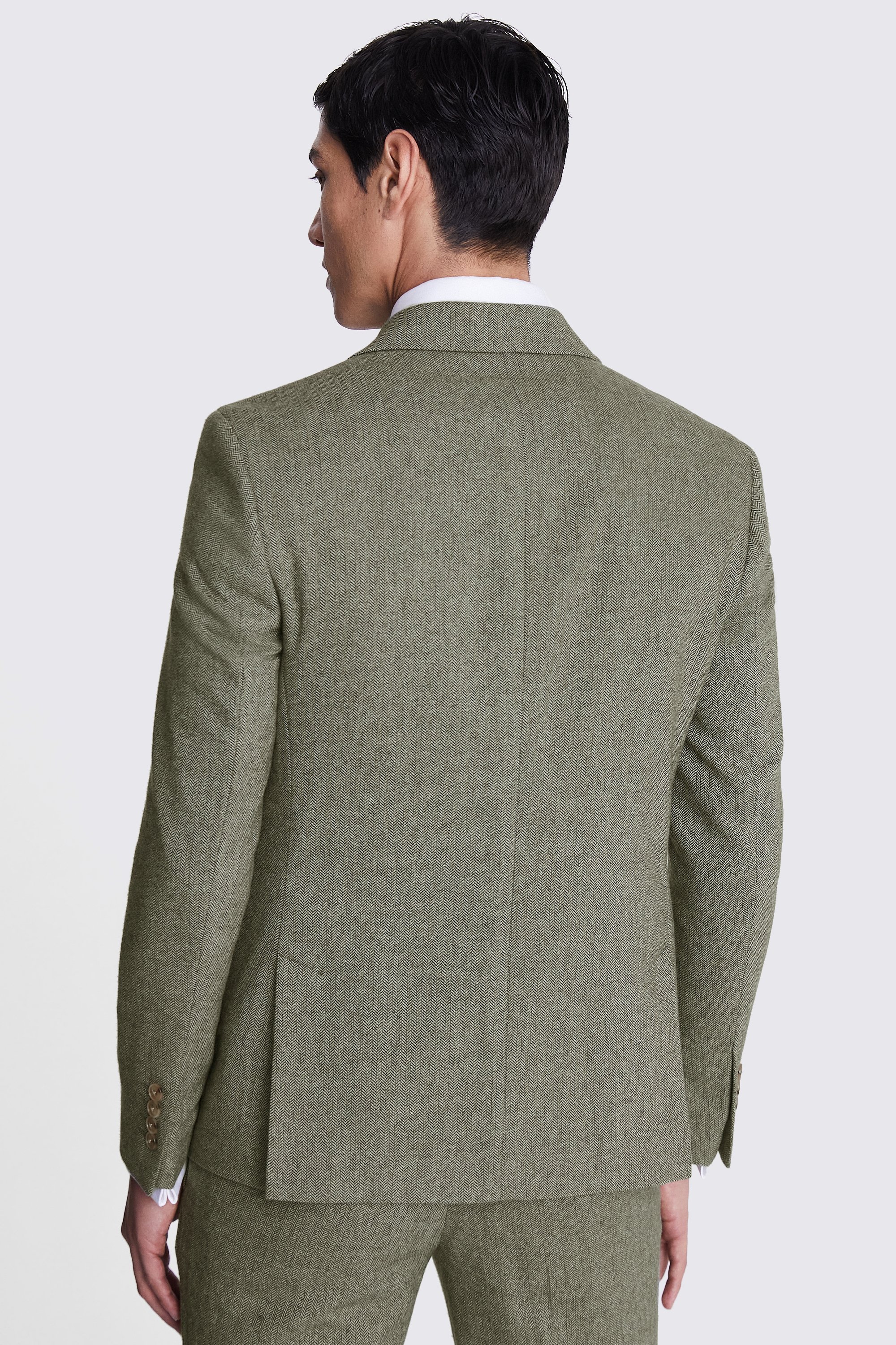 Custom Made sage herringbone tweed suit