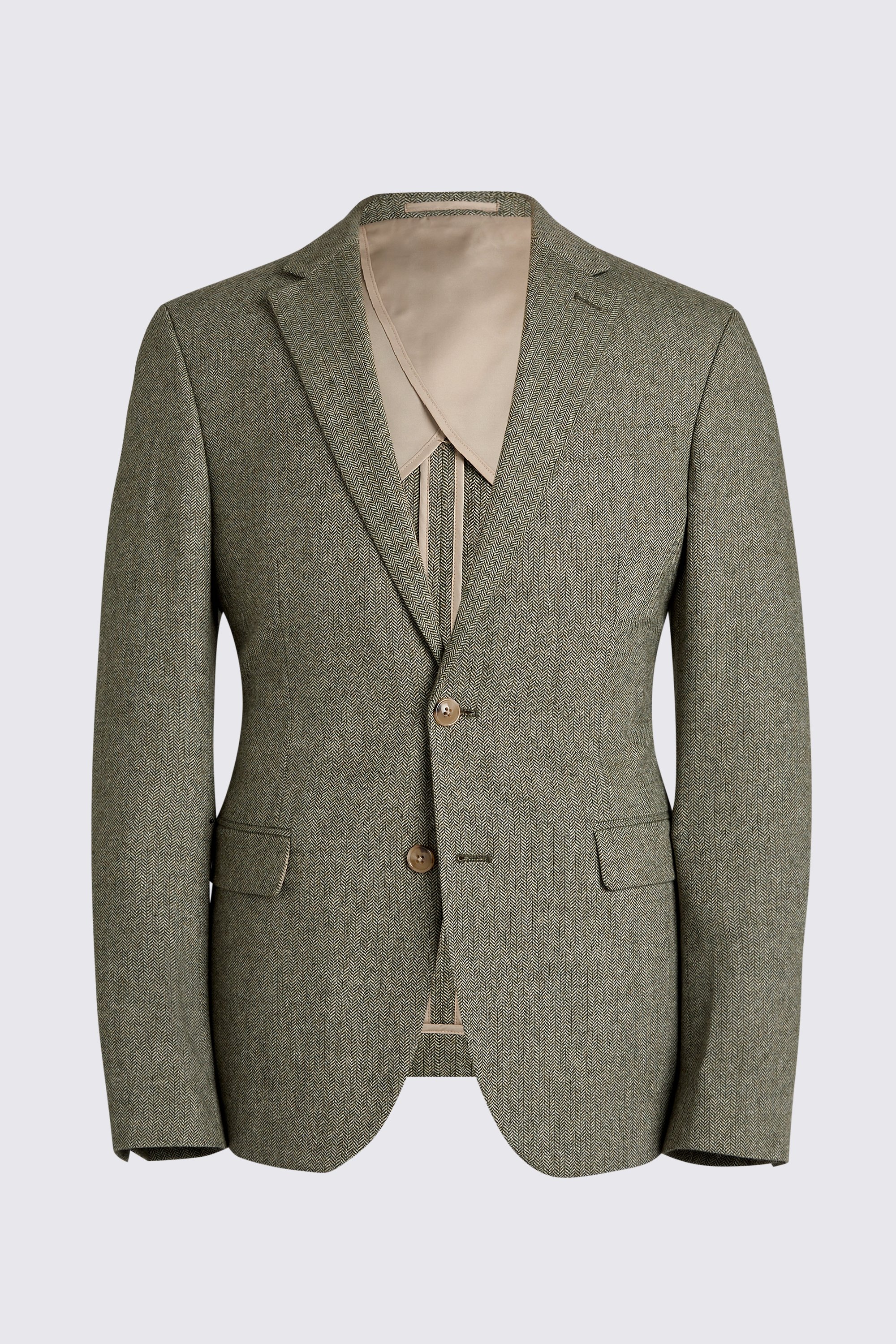 Custom Made sage herringbone tweed suit