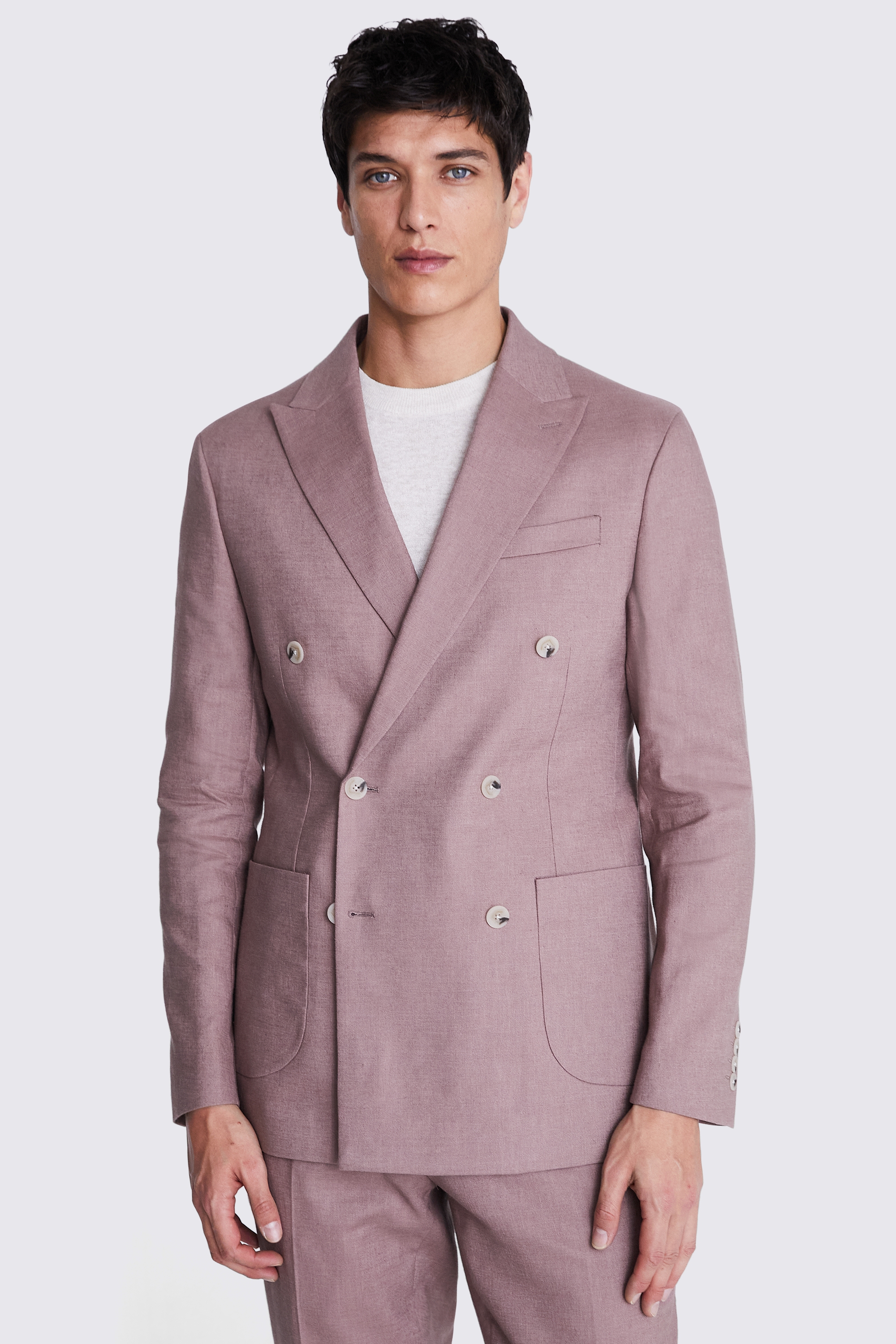 Tailored Fit Dusty Pink Matte Linen Jacket