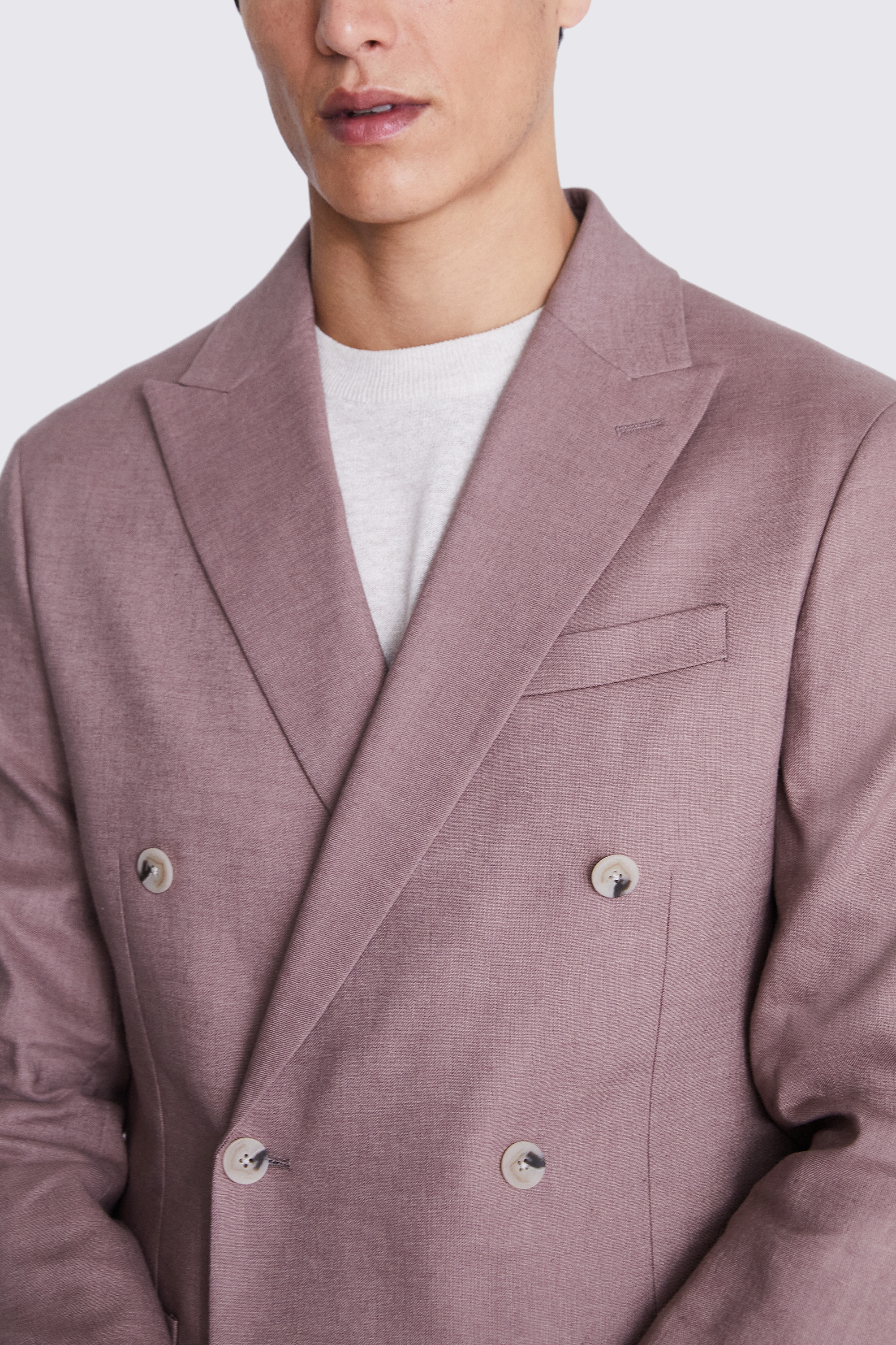 Tailored Fit Dusty Pink Matte Linen Jacket