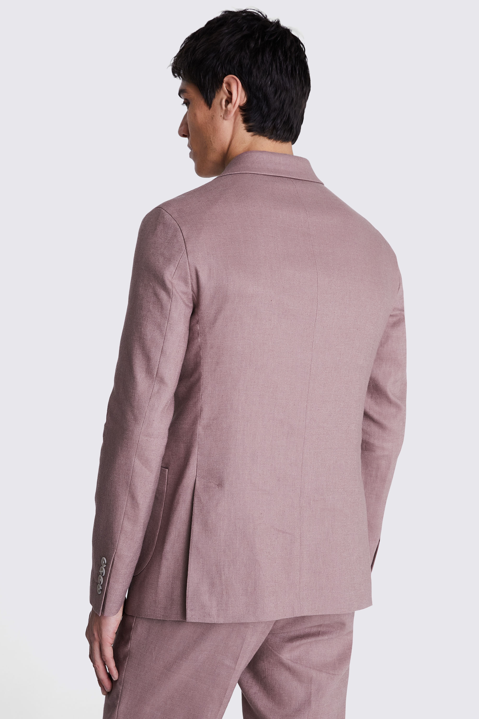 Tailored Fit Dusty Pink Matte Linen Jacket