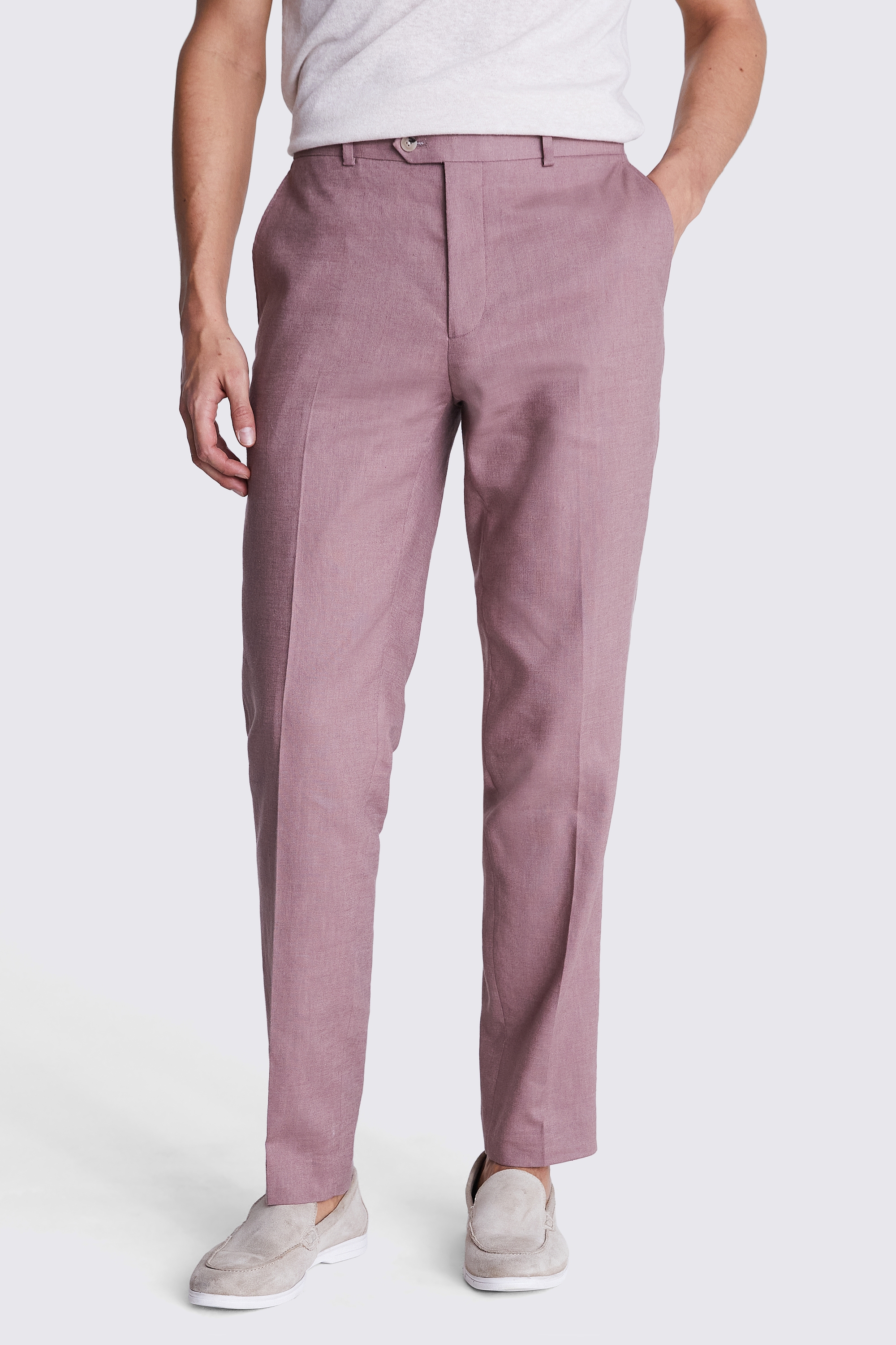 Tailored Fit Dusty Pink Matte Linen Jacket