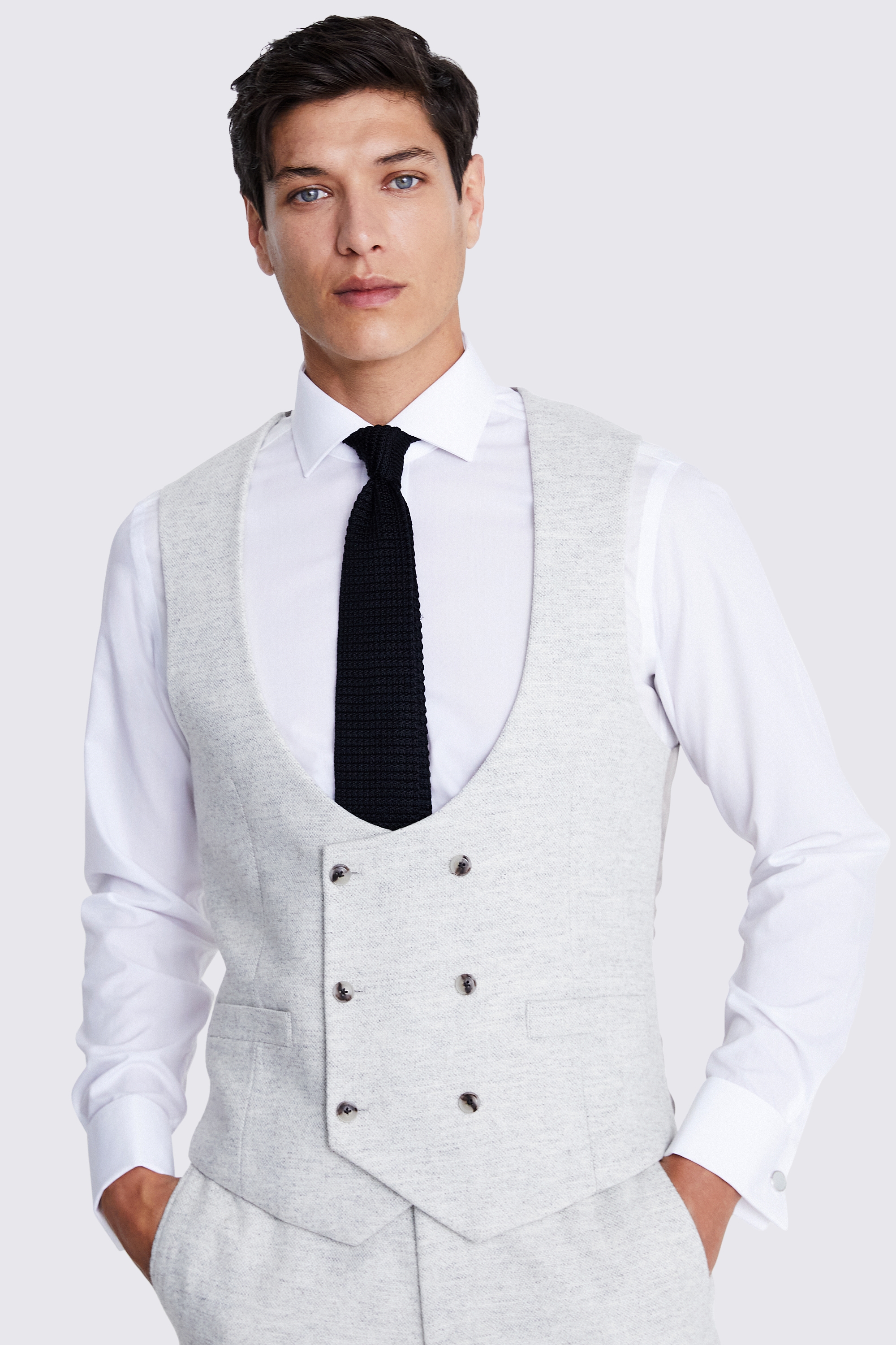 Tailored Fit Light Grey Donegal Jacket
