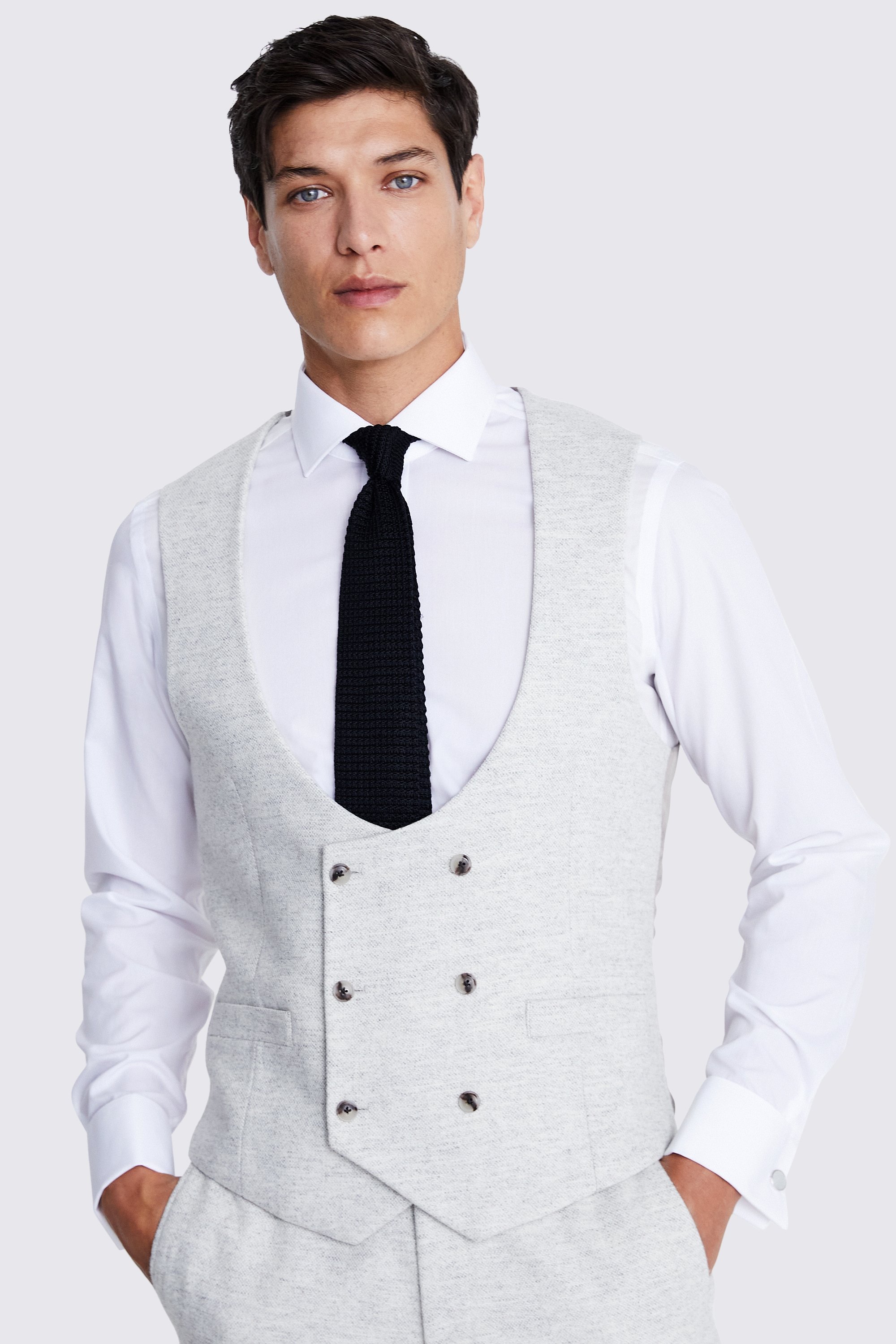 Tailored Fit Light Grey Donegal Vest