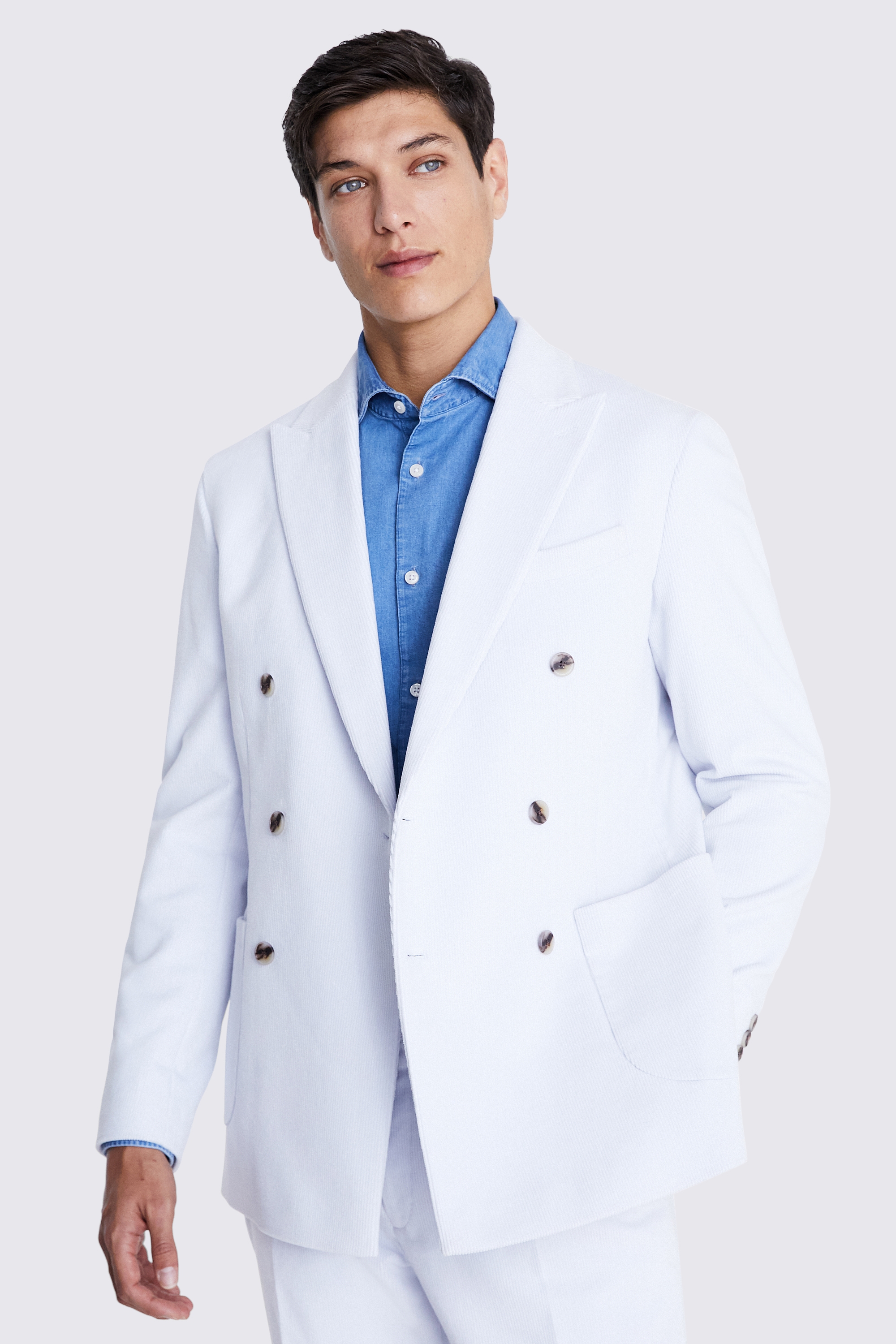 Tailored Fit Light Blue Corduroy Jacket