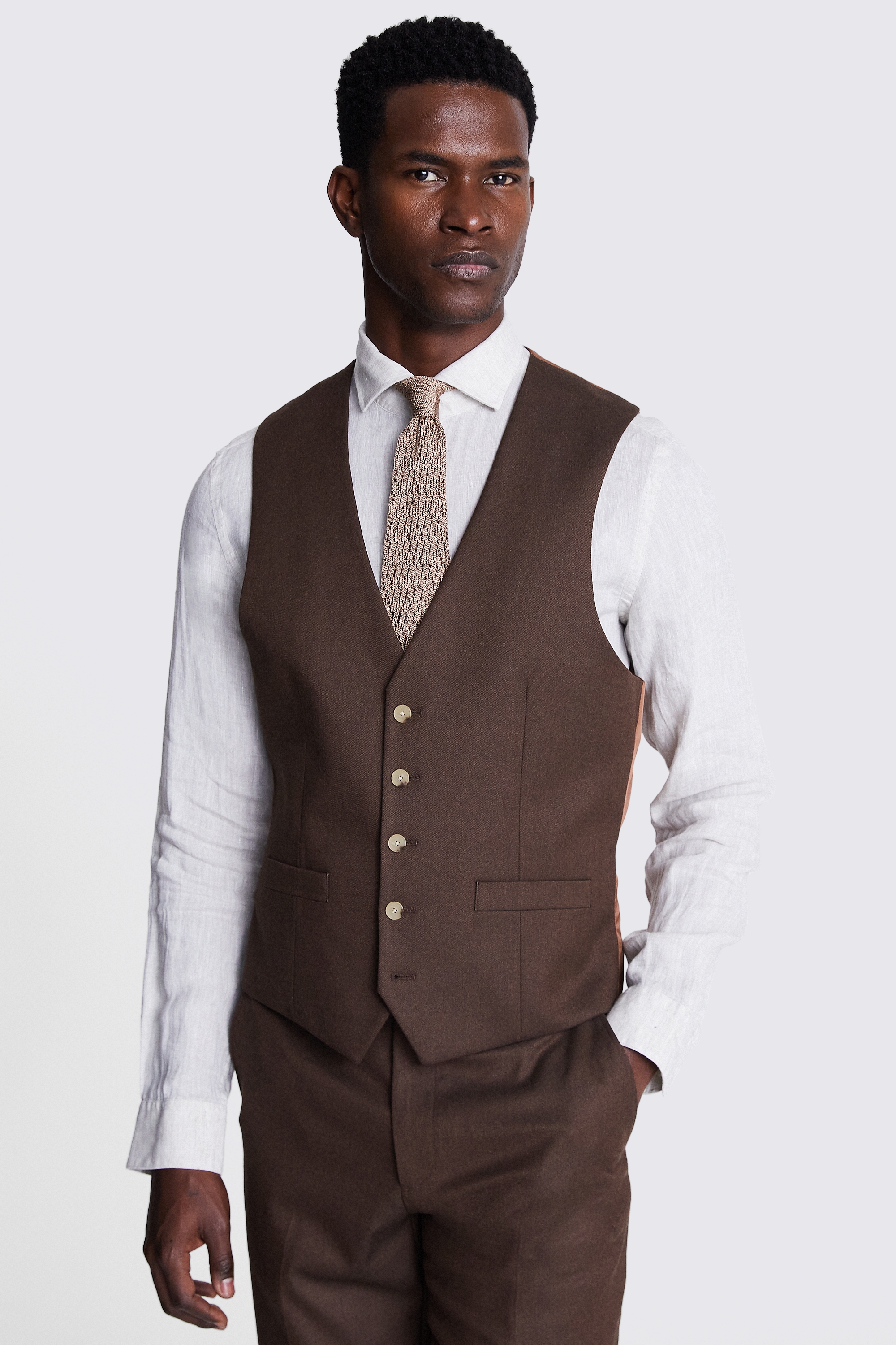 Tailored Fit Copper Flannel Waistcoat | Buy Online at Moss