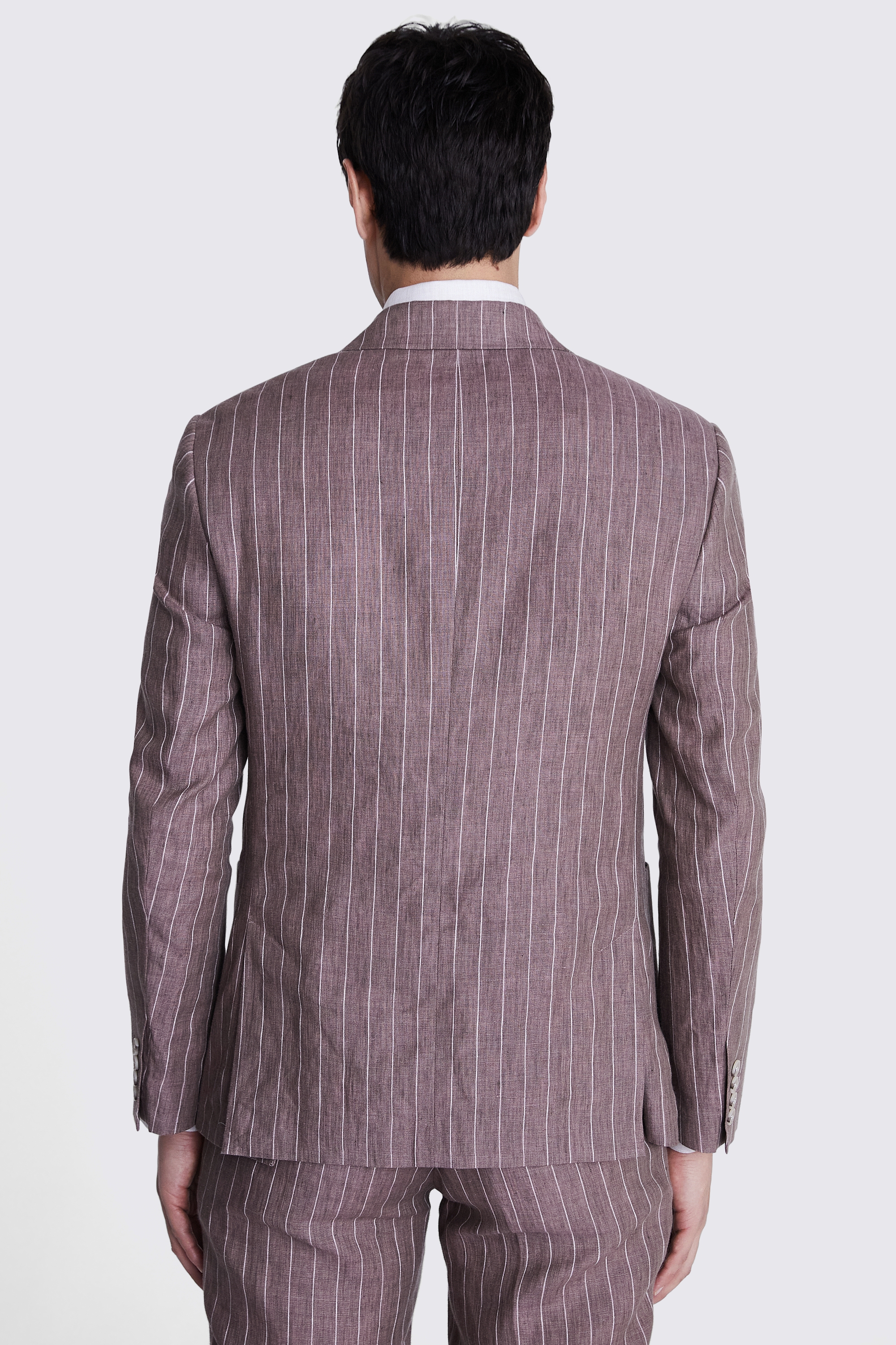 Slim Fit Dusty Pink Linen Stripe Jacket | Buy Online at Moss