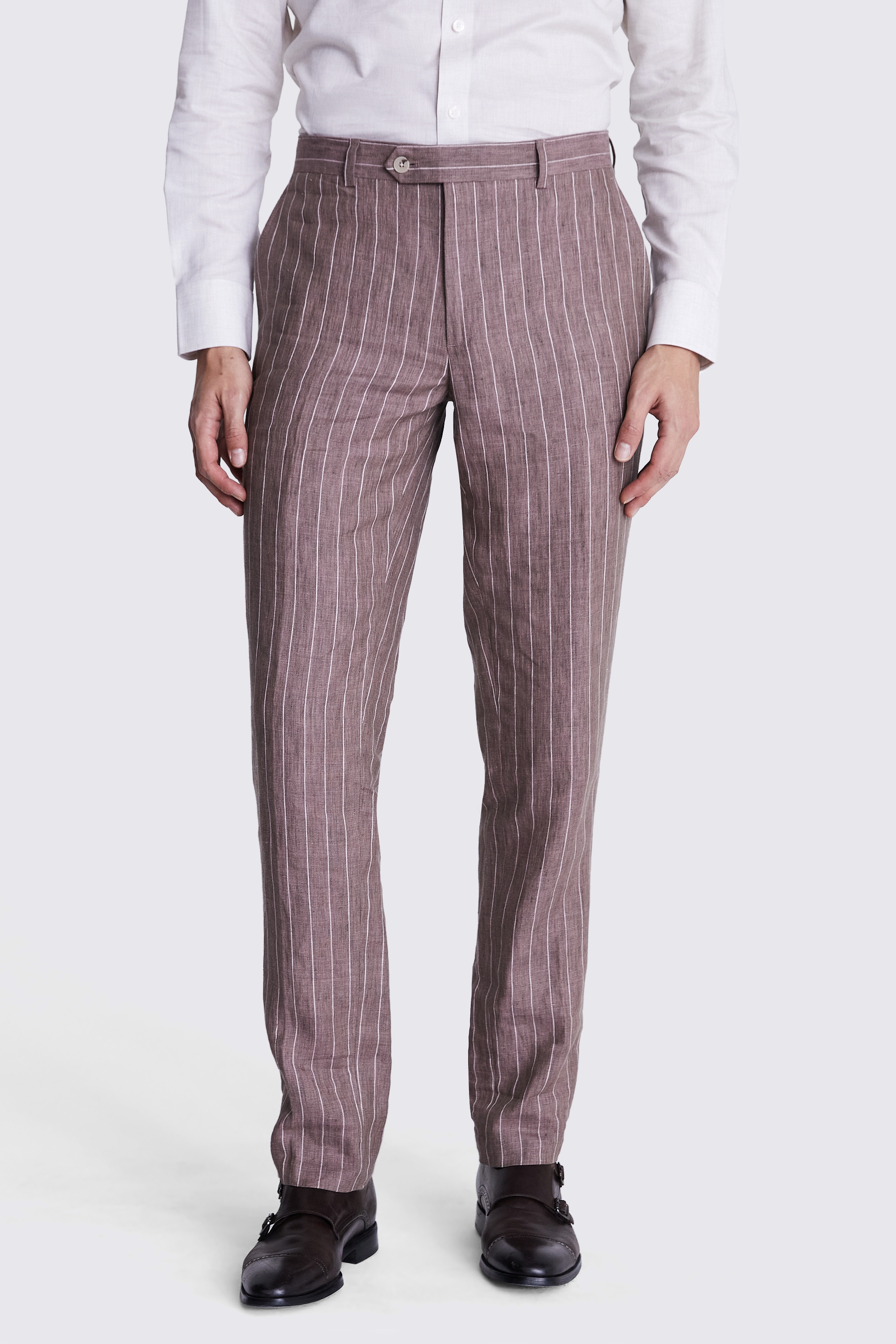 Slim Fit Dusty Pink Stripe Linen Pants