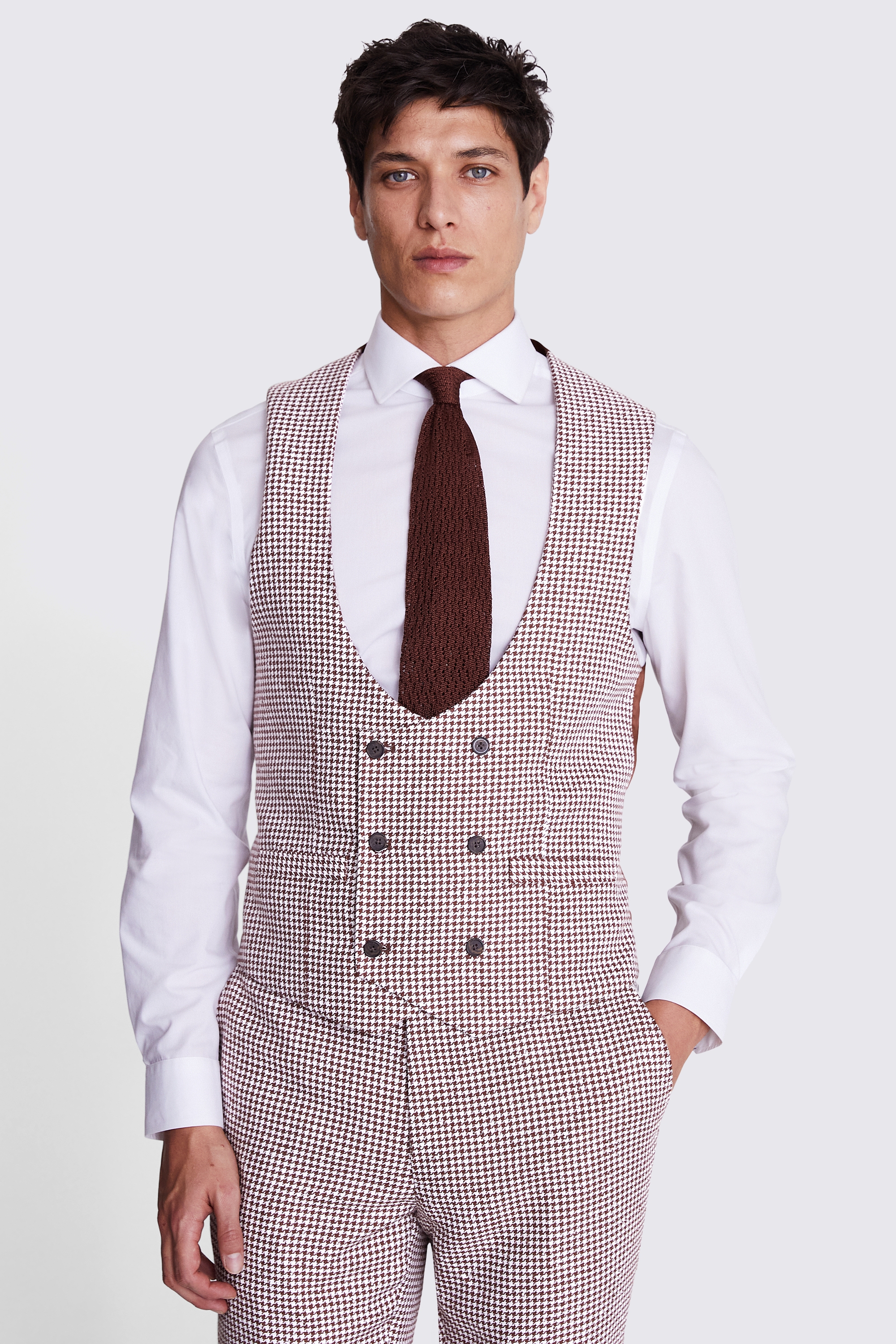 Slim Fit Copper Houndstooth Jacket
