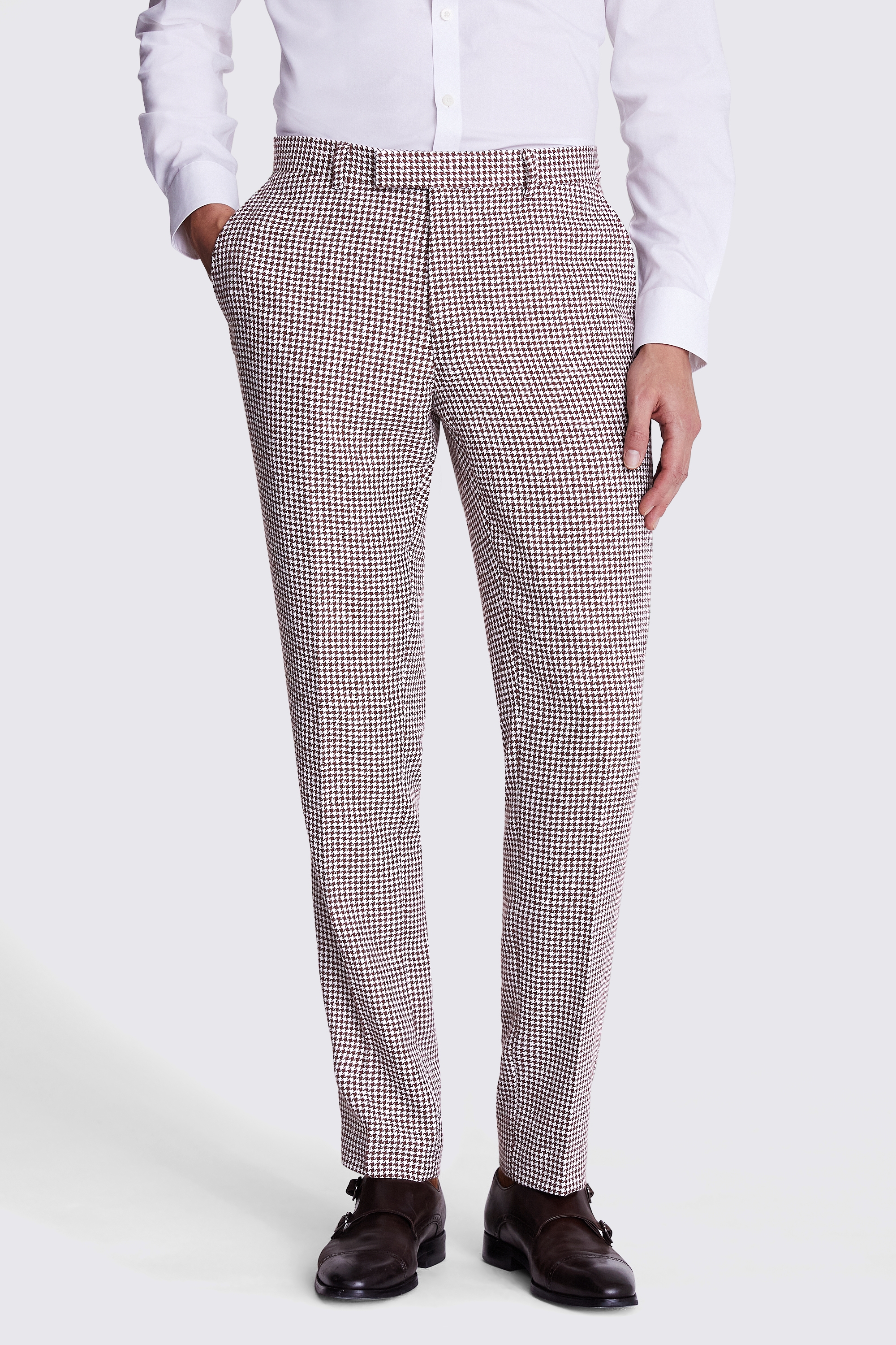 Slim Fit Copper Houndstooth Trousers