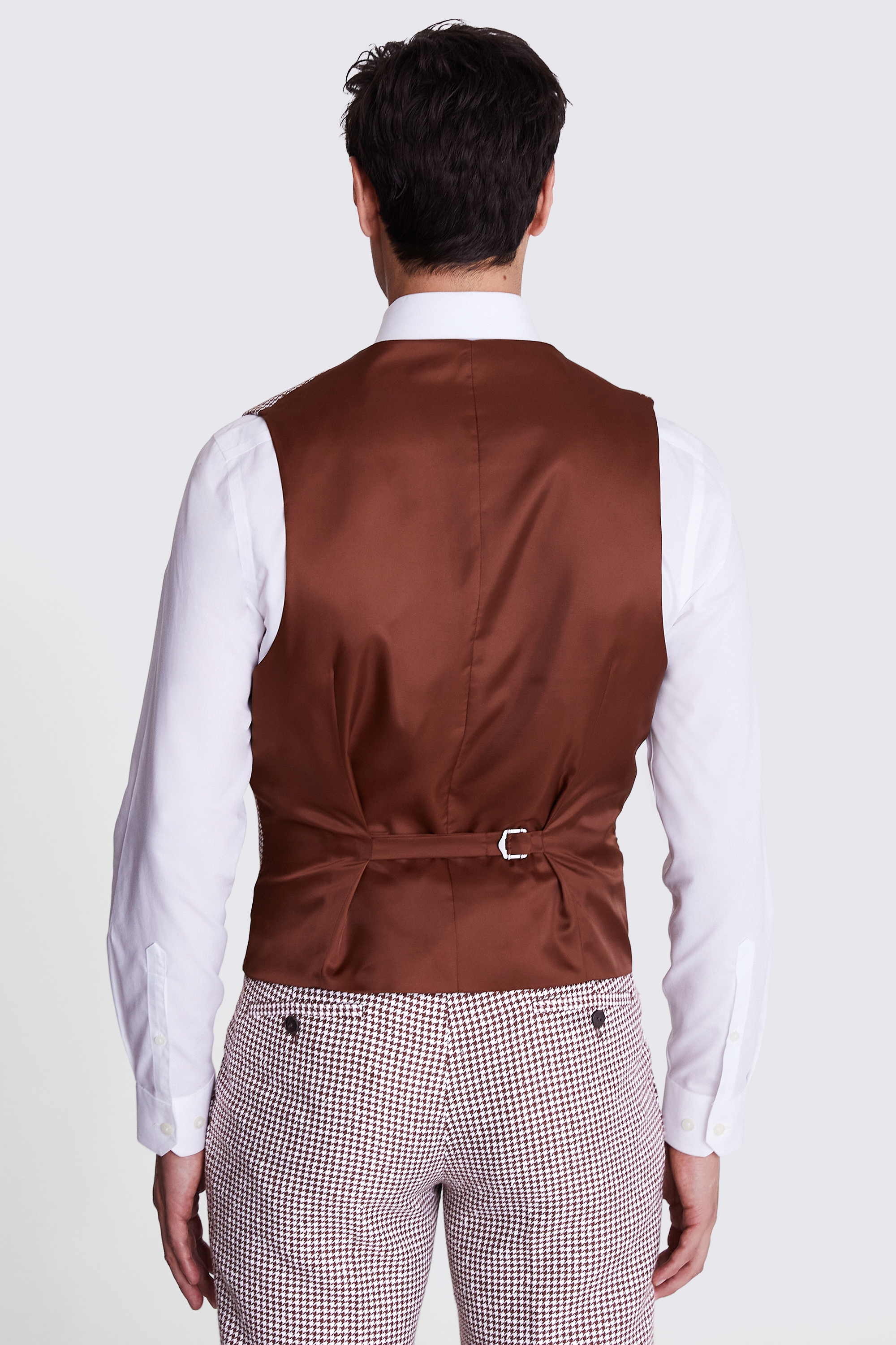 Slim Fit Copper Houndstooth Vest
