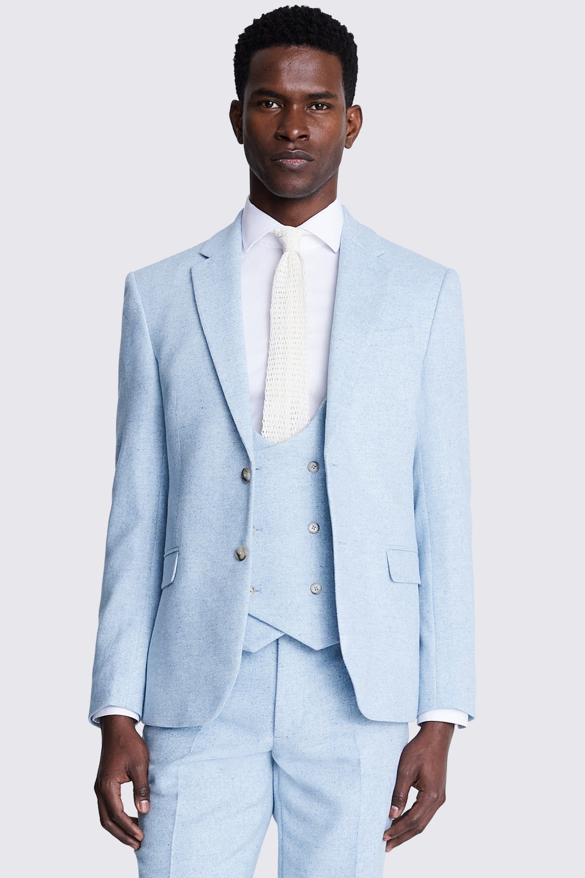 Slim Fit Light Blue Donegal Tweed Jacket