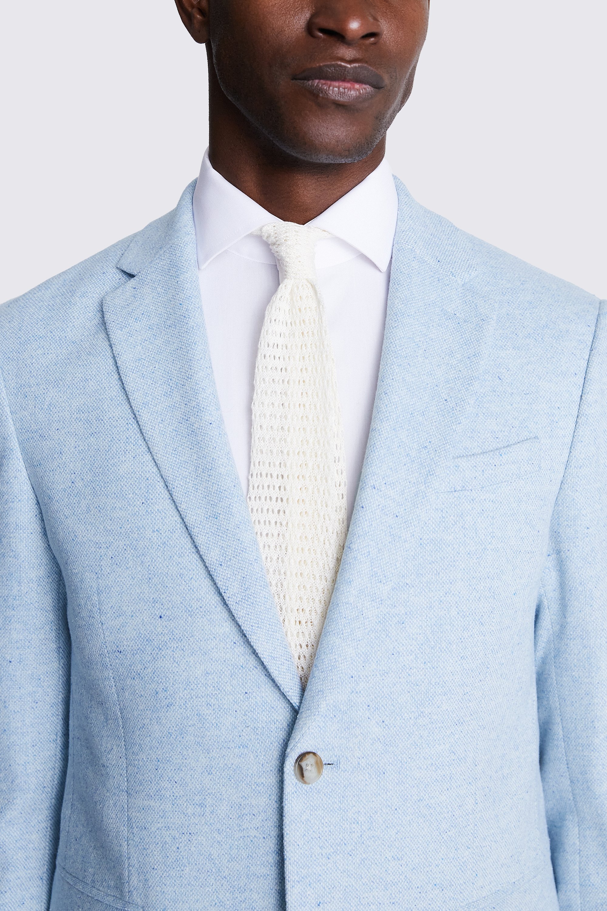 Slim Fit Light Blue Donegal Tweed Jacket