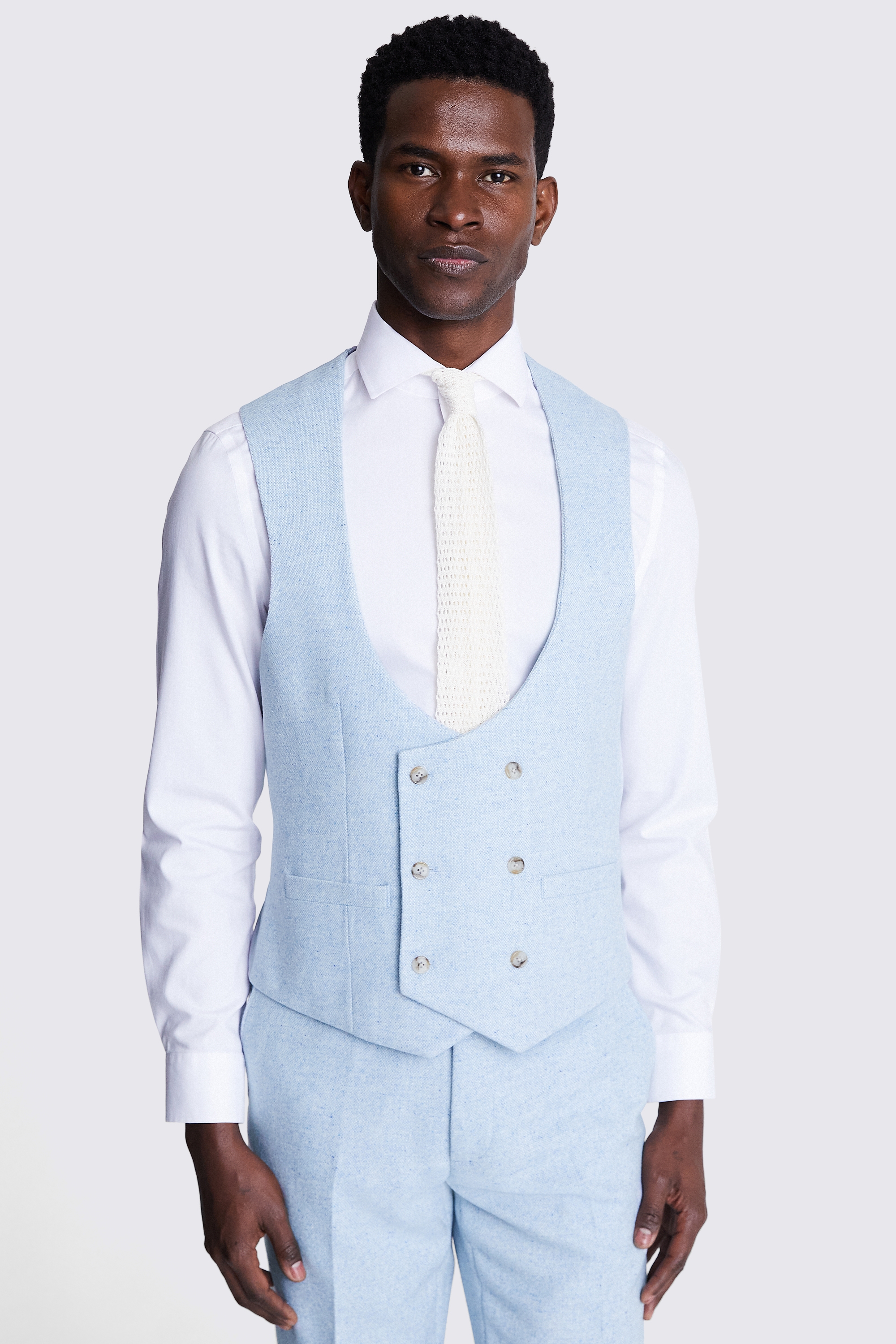 Slim Fit Light Blue Donegal Waistcoat | Buy Online at Moss