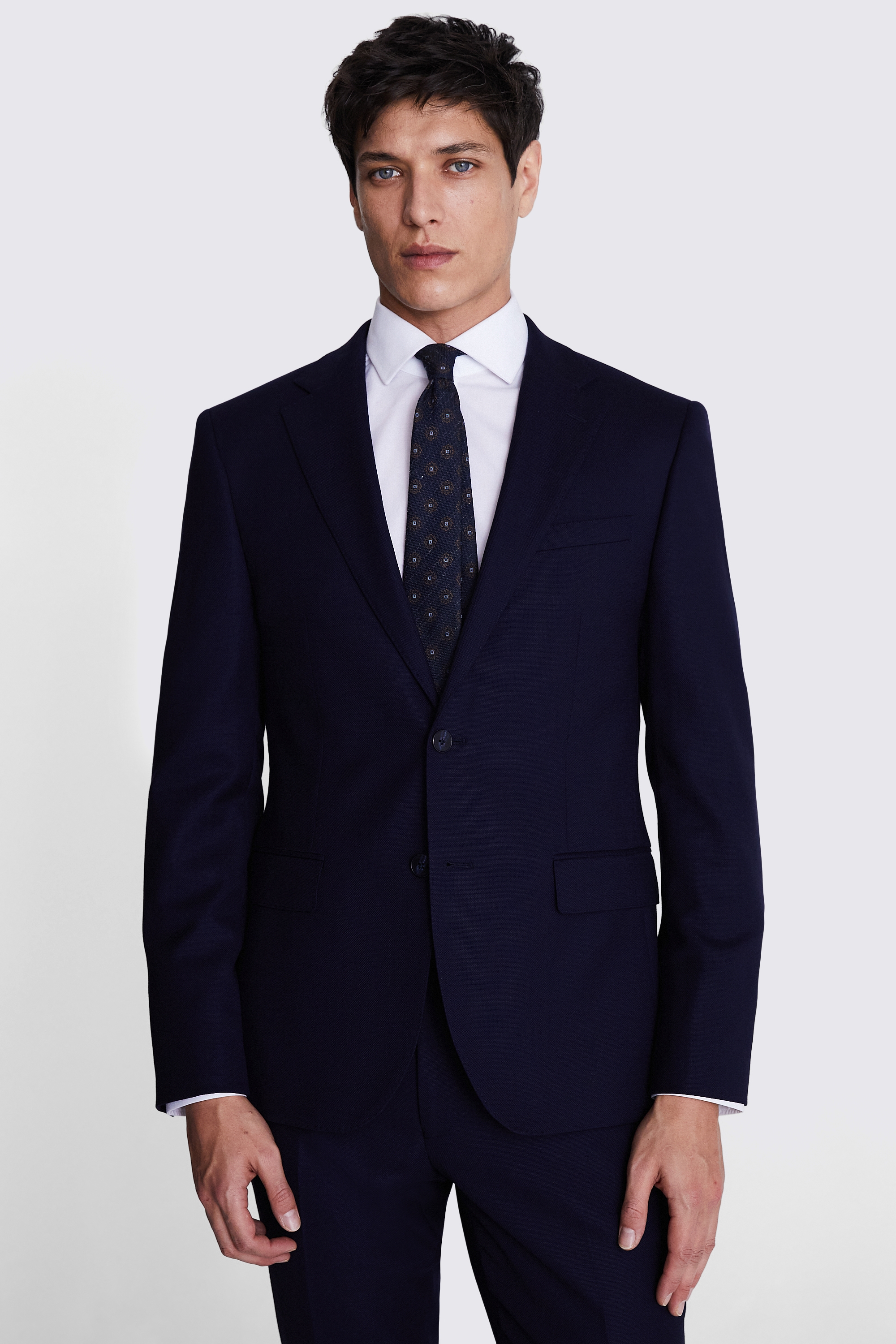 Italian Slim Fit Navy Hopsack Jacket