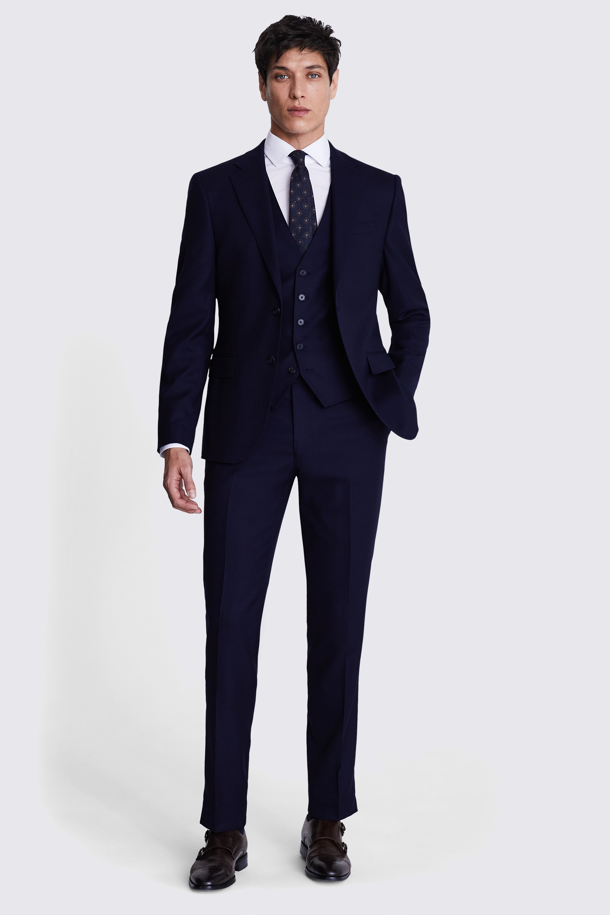 Italian Slim Fit Navy Hopsack Jacket